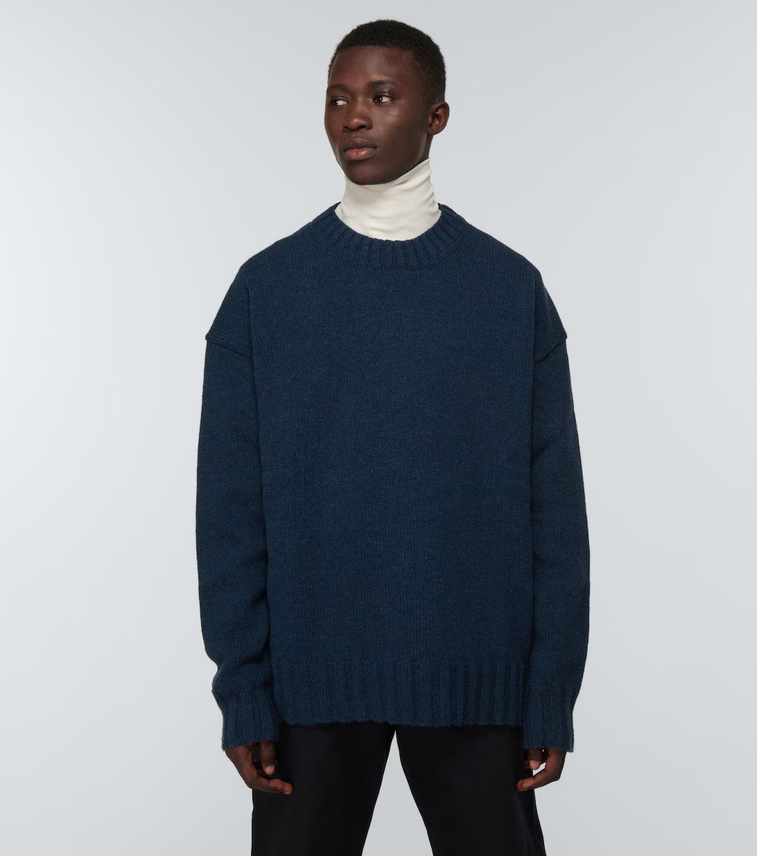 Jil Sander o1y1124 Long Sleeves Wool Sweater in Royal Navy Size US M / EU 48-50 / 2 - 3 Thumbnail