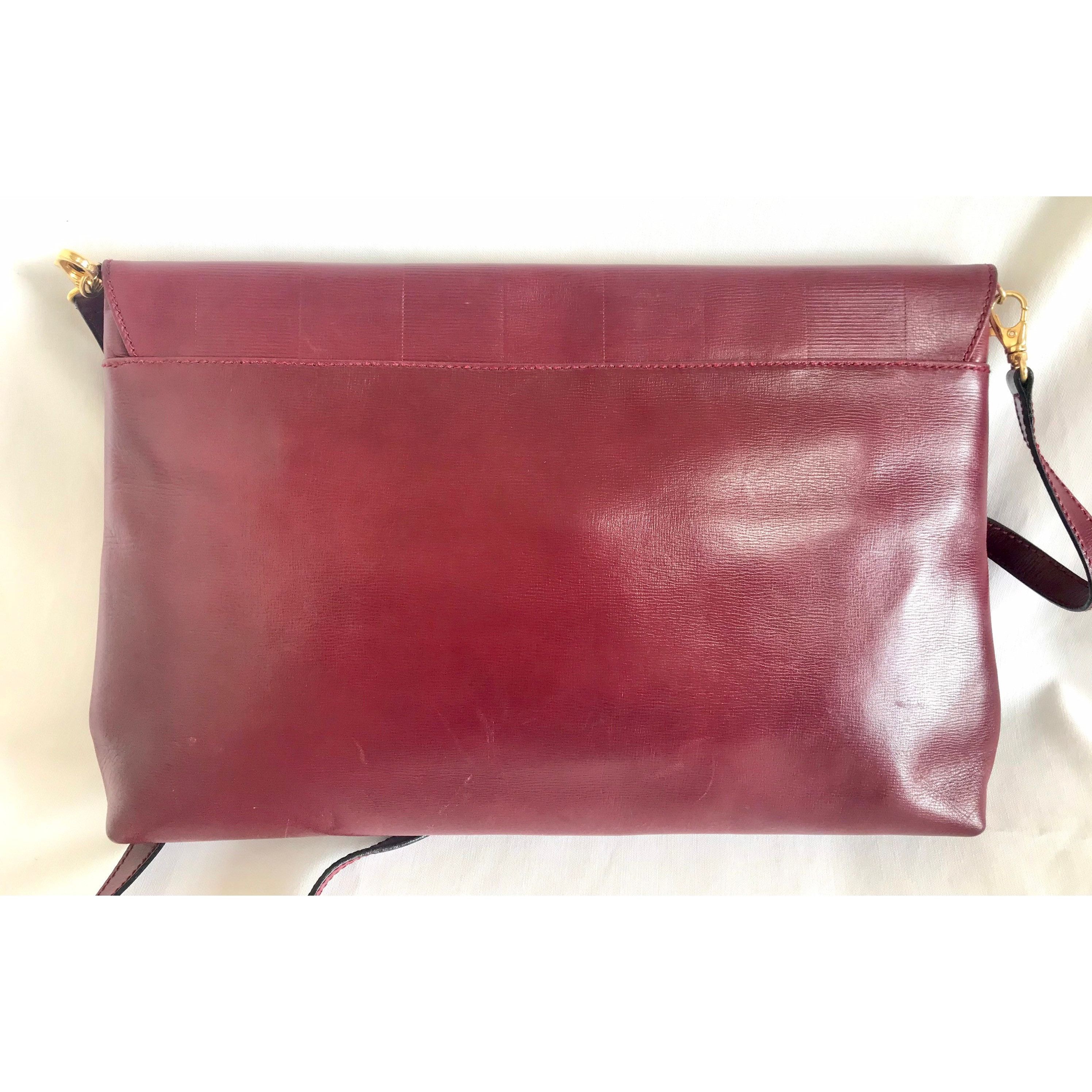 Fendi Vintage FENDI wine leather shoulder bag, large clutch purse Size ONE SIZE - 4 Thumbnail