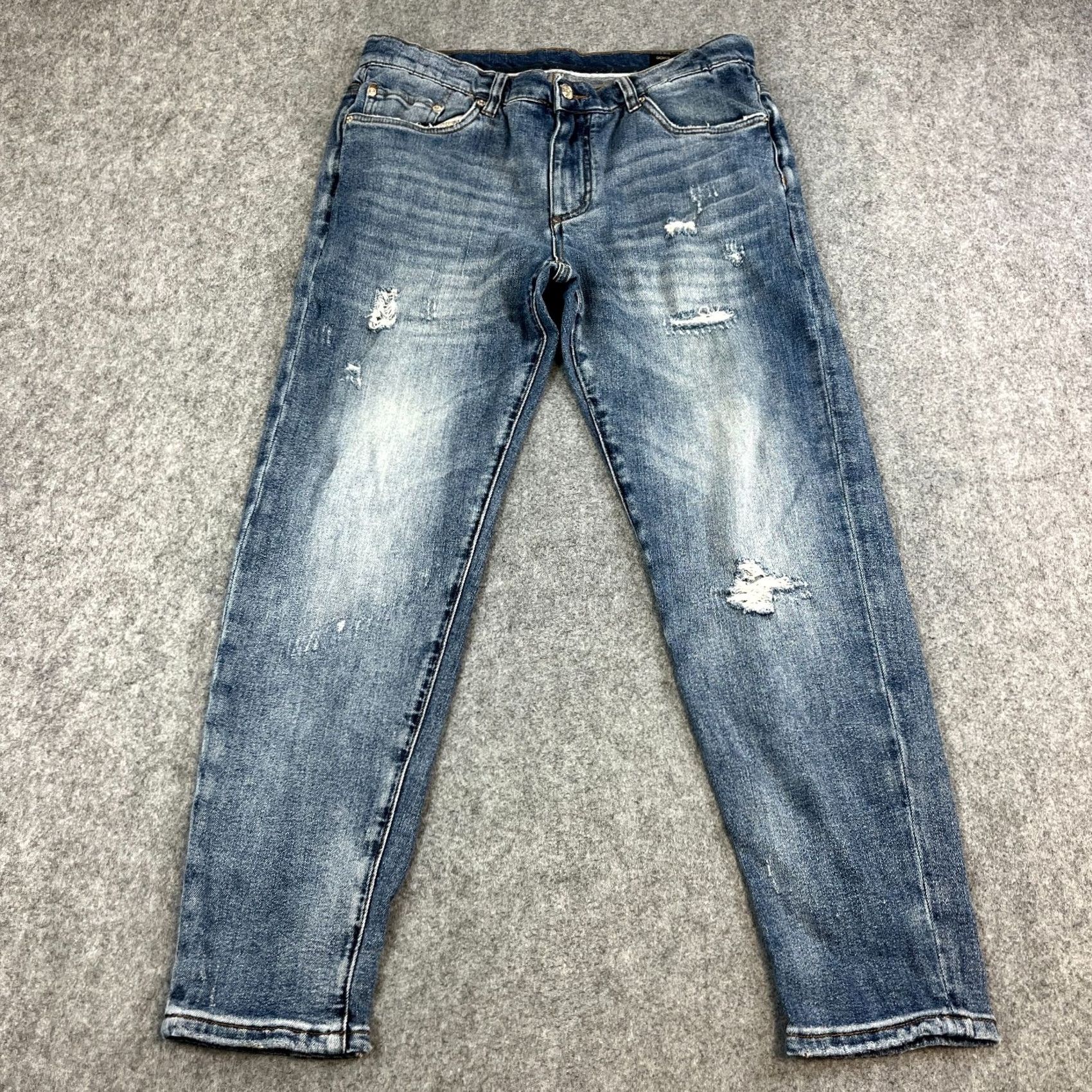 Dolce & Gabbana Dolce&Gabbana Jeans Slim Skinny 34 30 Distressed Whiskers Blue Logo Italy Men Denim Cotton Elastane 5-Pocket Design Vintage No Size US 34 / EU 50 - 2 Thumbnail