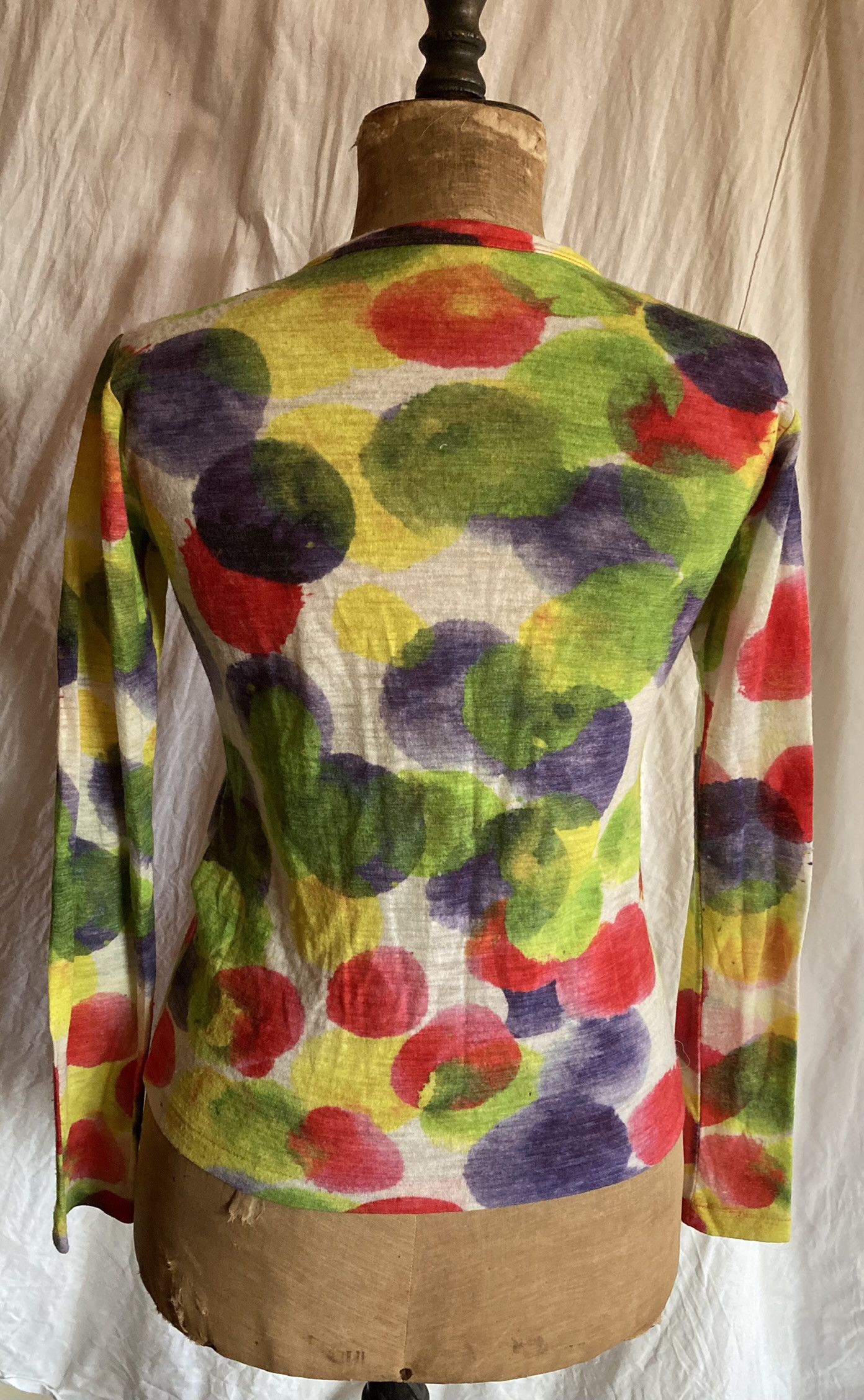 Y's Y's Yohji Yamamoto Wool Cardigan - Vibrant Watercolor Print Size M / US 6-8 / IT 42-44 - 2 Thumbnail