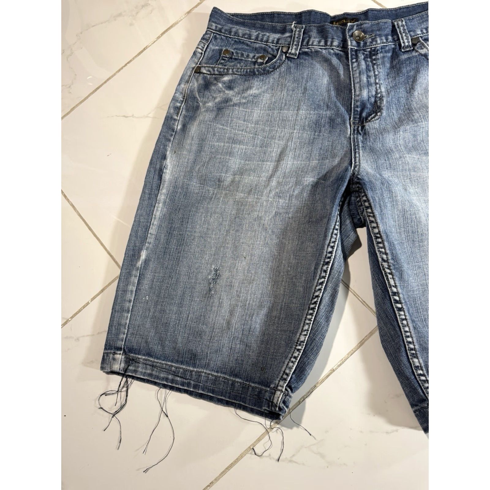 Denime VINTAGE Helix Denim Cargo Shorts 36 Men Blue Grunge 90s Skater Punk Emo Baggy Waist 36” Length 12” Size US 36 / EU 52 - 3 Thumbnail
