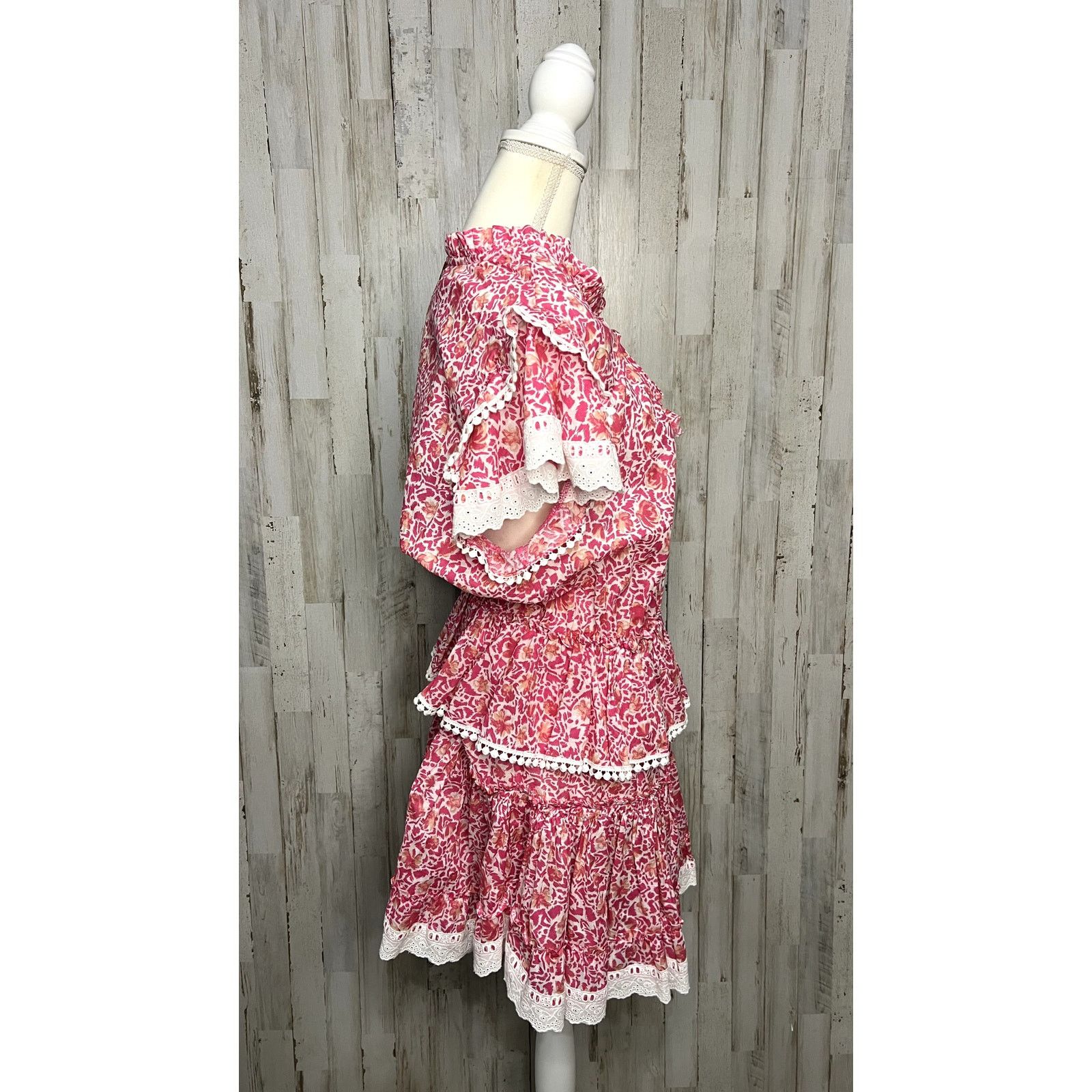 MISA Los Angeles MISA Los Angeles Lilian Dress Large Pink Floral Knee Length Size L / US 10 / IT 46 - 7 Thumbnail
