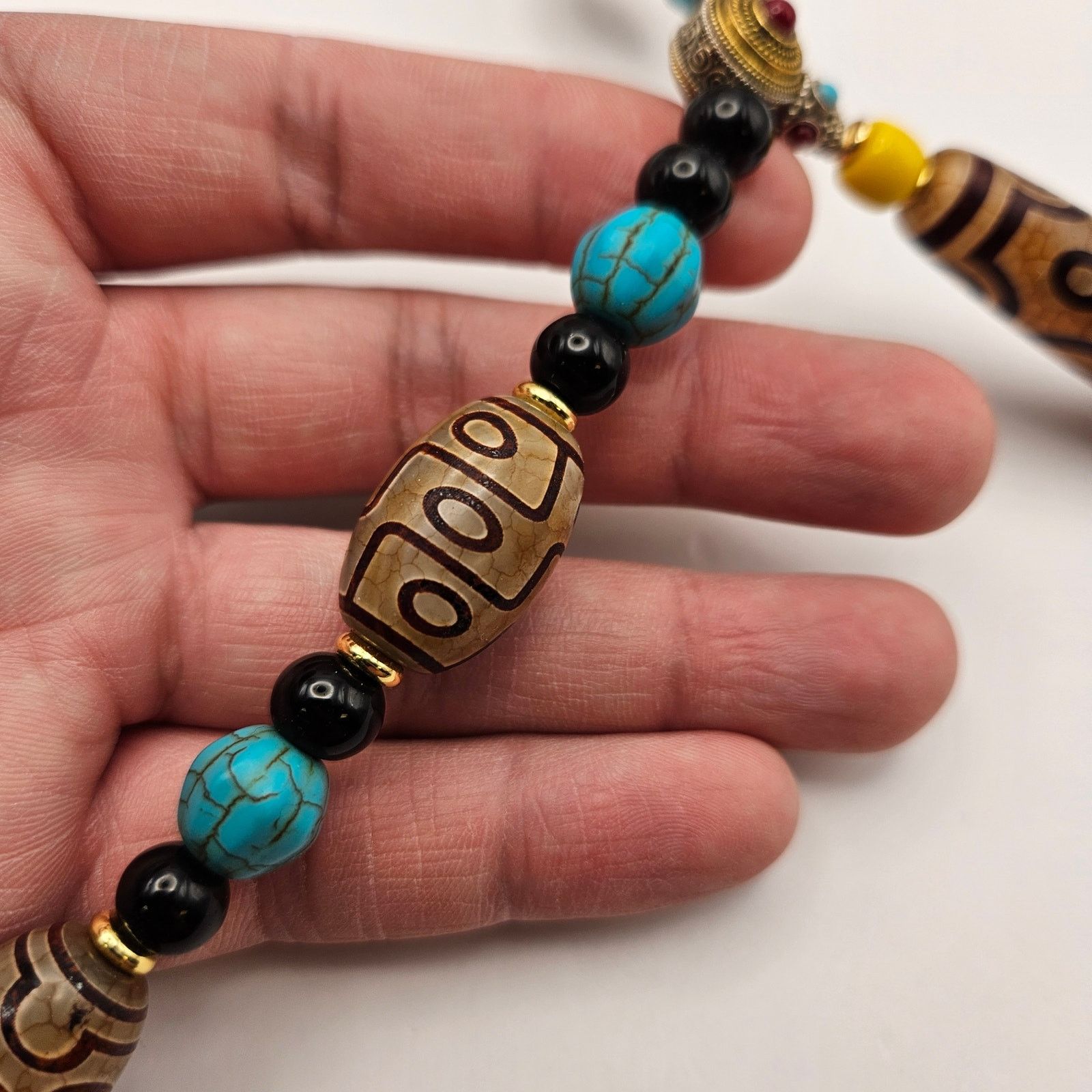 Other TIBETAN DZI BEAD NECKLACE BRACELET NECKLACE BLACK ONYX TURQ. Size ONE SIZE - 6 Thumbnail