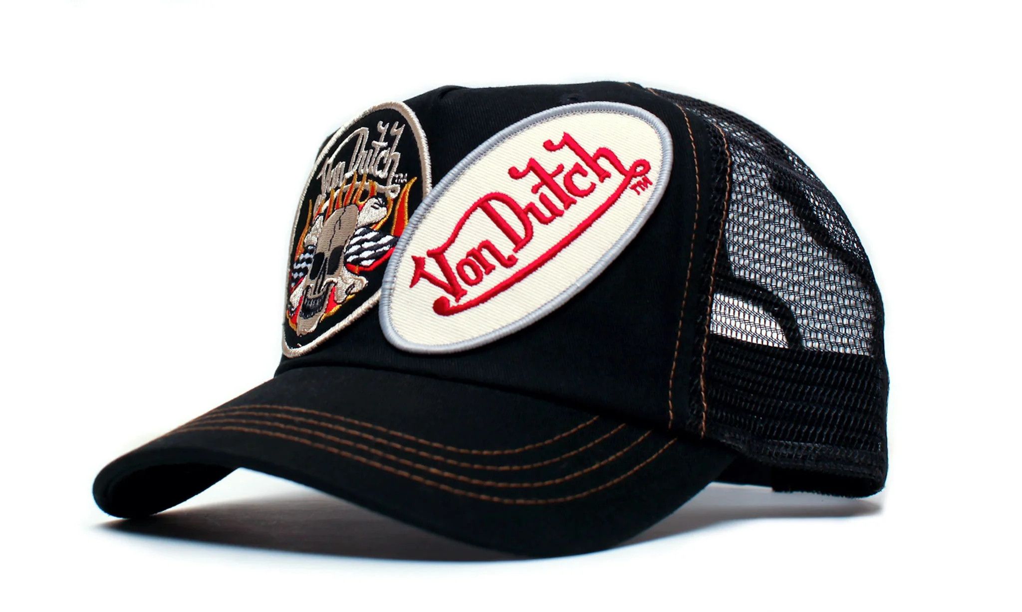 Vintage VON DUTCH 2 PATCH TRUCKER HAT Size ONE SIZE - 1 Thumbnail
