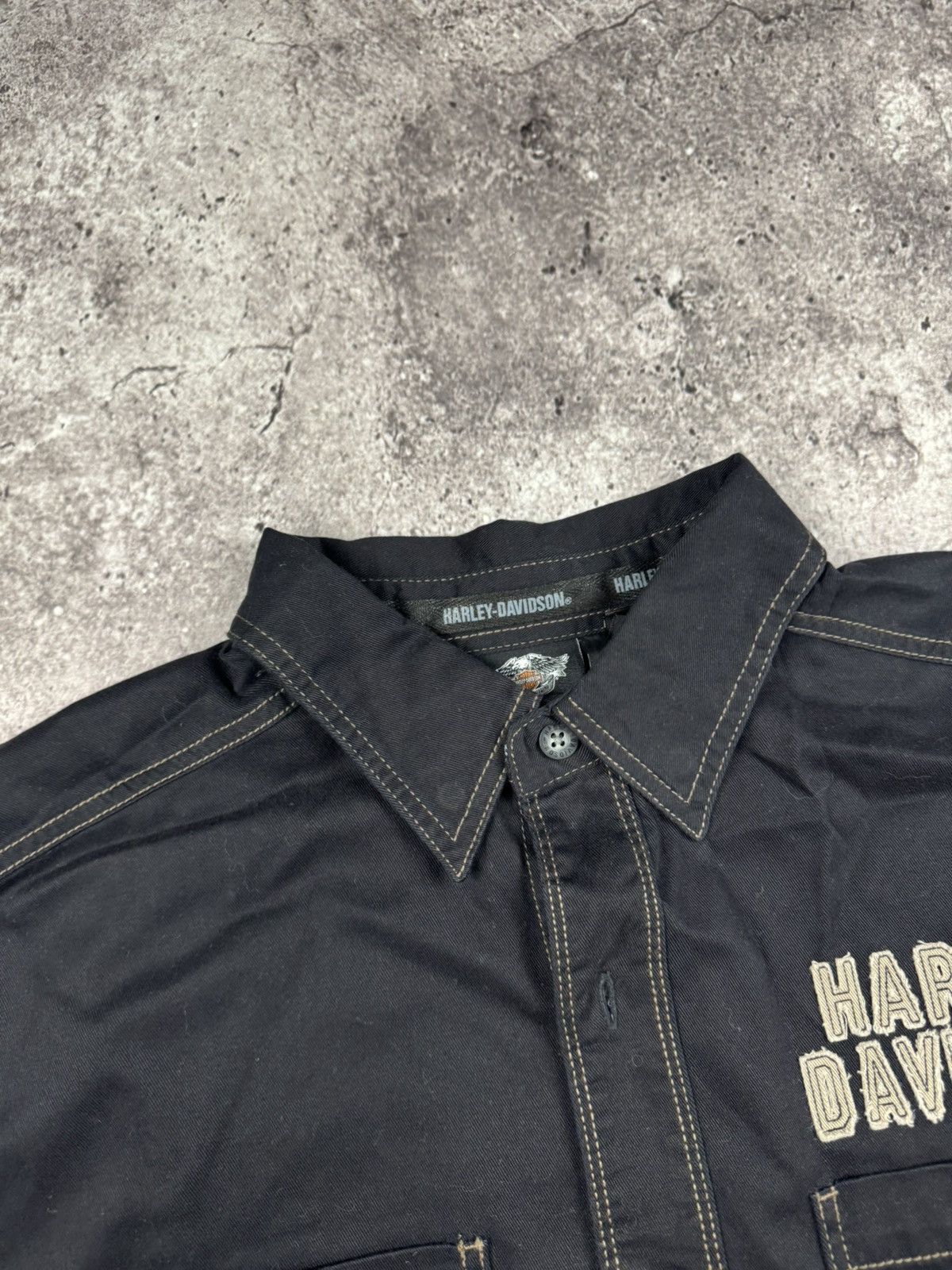 Harley Davidson Rare Vintage Shirt Harley Davidson racing black Eagle pocket Size US L / EU 52-54 / 3 - 3 Thumbnail