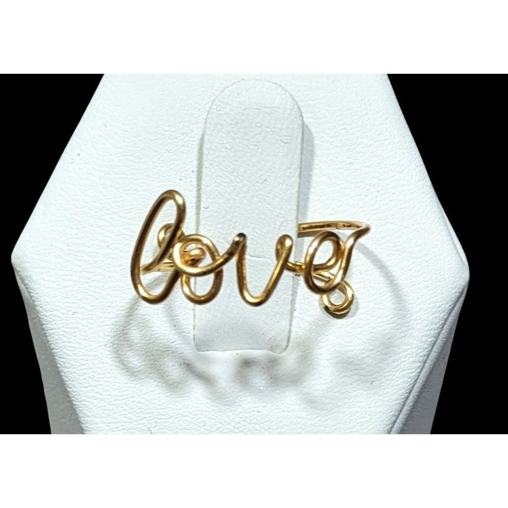Handmade Handmade Love Wire Wrap Gold Tone Wire Ring Size ONE SIZE - 1 Thumbnail