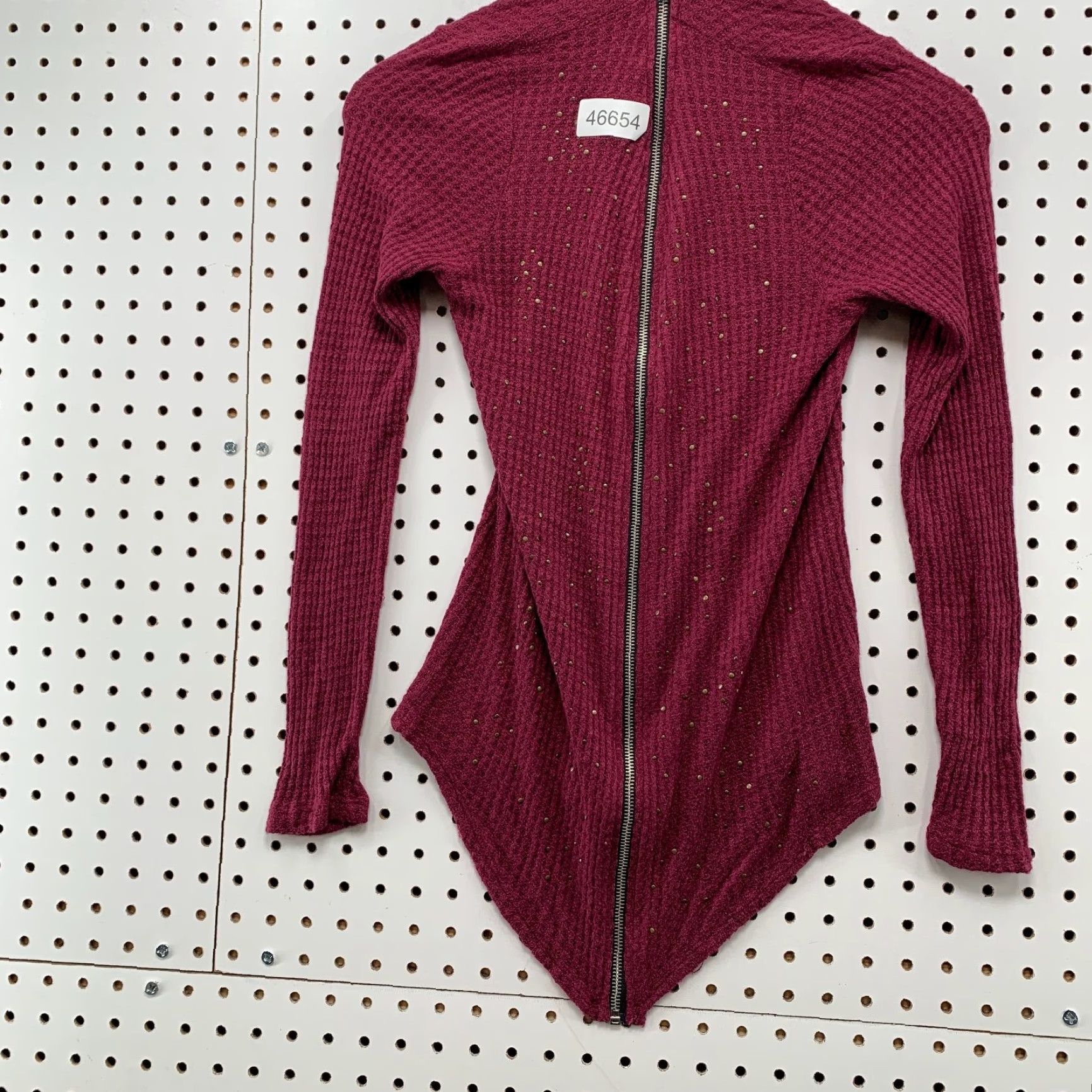 Vintage VINTAGE Vocal Thermal Zip Top Jacket Womens M Embellished Red USA Wool/Waffle Knit - 90s? Size M / US 6-8 / IT 42-44 - 6 Thumbnail
