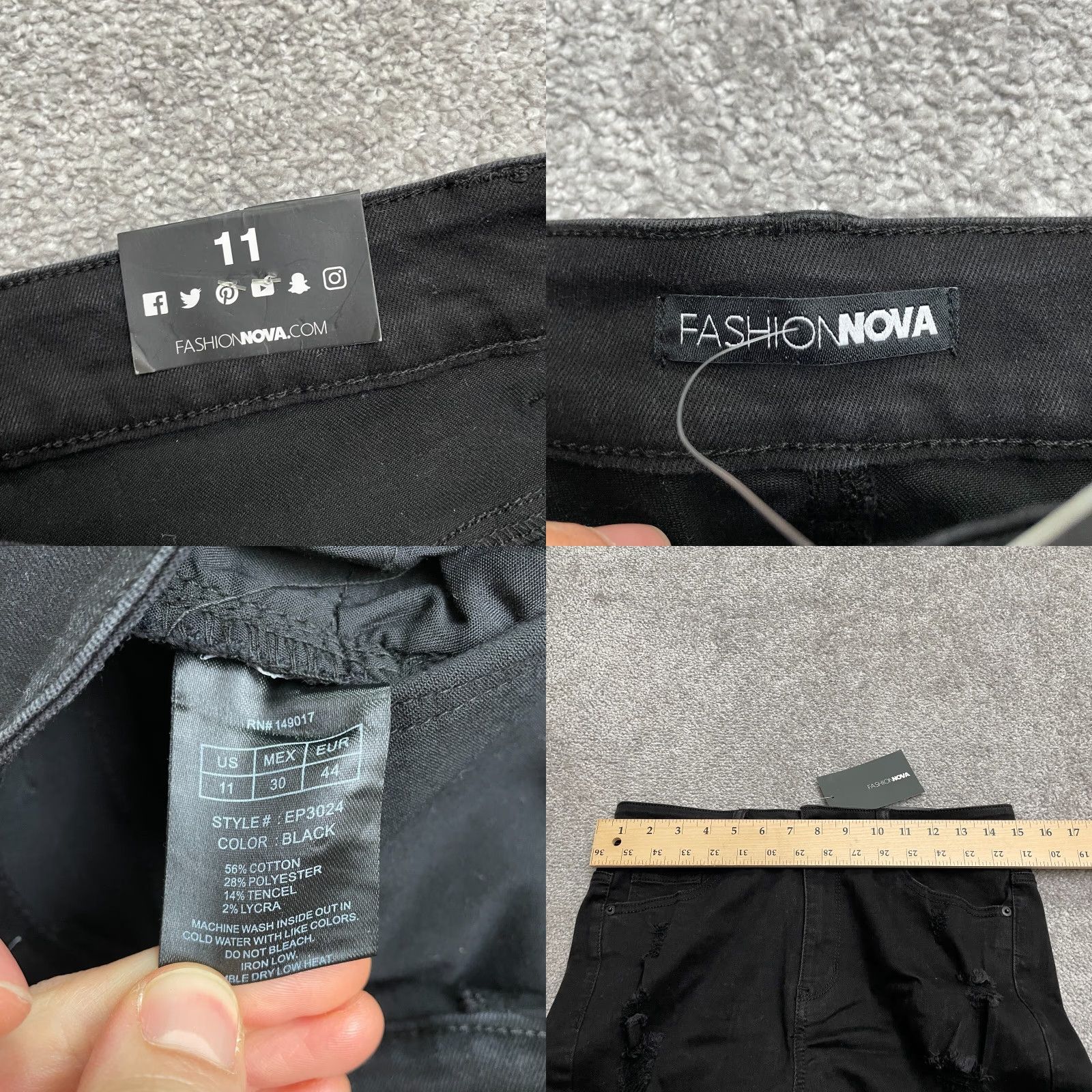 Fashion Nova Fashion Nova Zephyr High Rise Jegging Jeans Junior 11 Black Distressed NWT 30x27 Size 32" / US 10 / IT 46 - 8 Thumbnail
