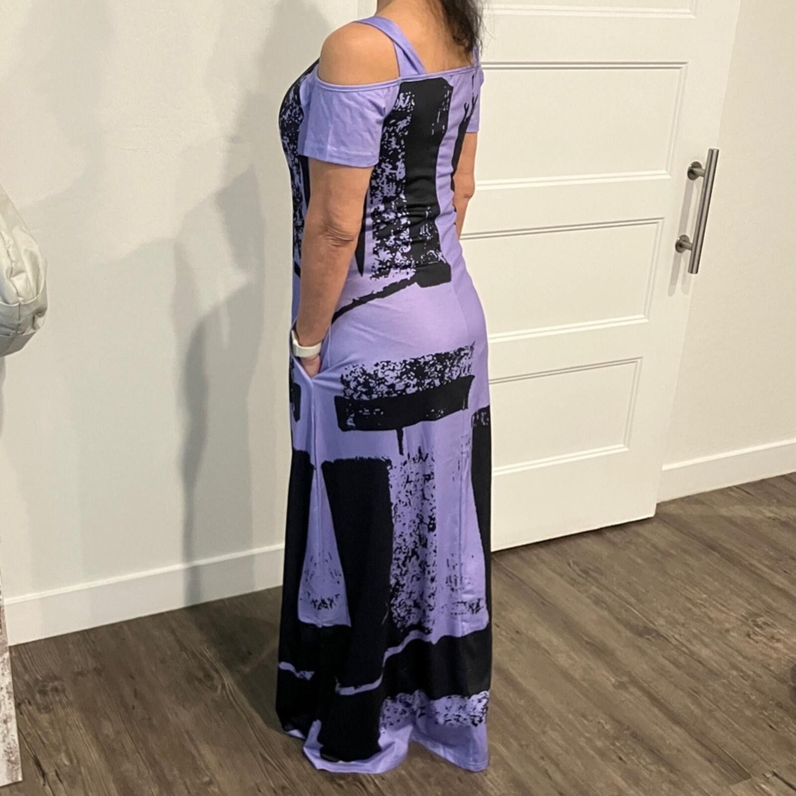 Other NIB Purple and Black Graphic Maxi Dress Size S / US 4 / IT 40 - 7 Thumbnail