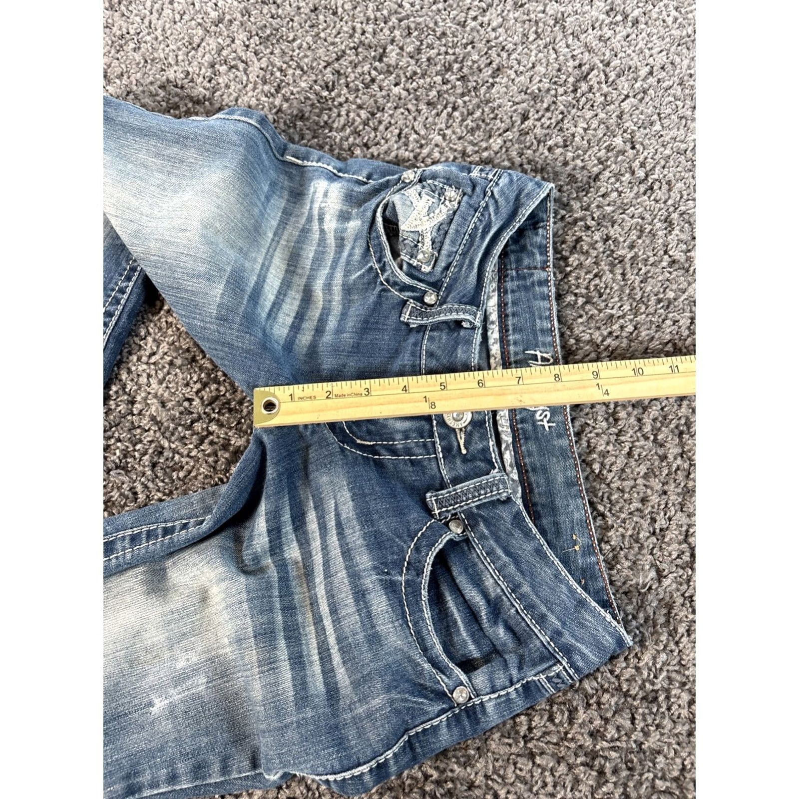 Vintage VINTAGE Amethyst Jeans Womens 28x27 Skinny Distressed Rhinestone Purple Low Rise Y2K Size 28" / US 6 / IT 42 - 5 Thumbnail