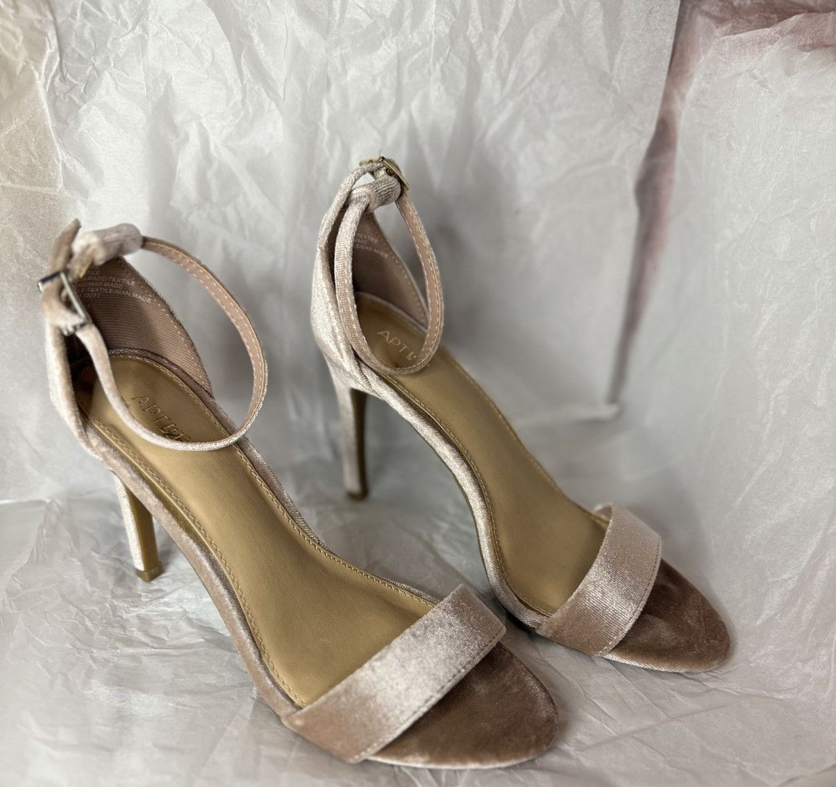 Apt. 9 APT. 9 Women’s Blush Pink Velvet Ankle Strap Heels – Size 7 Size US 7 / IT 37 - 1 Thumbnail