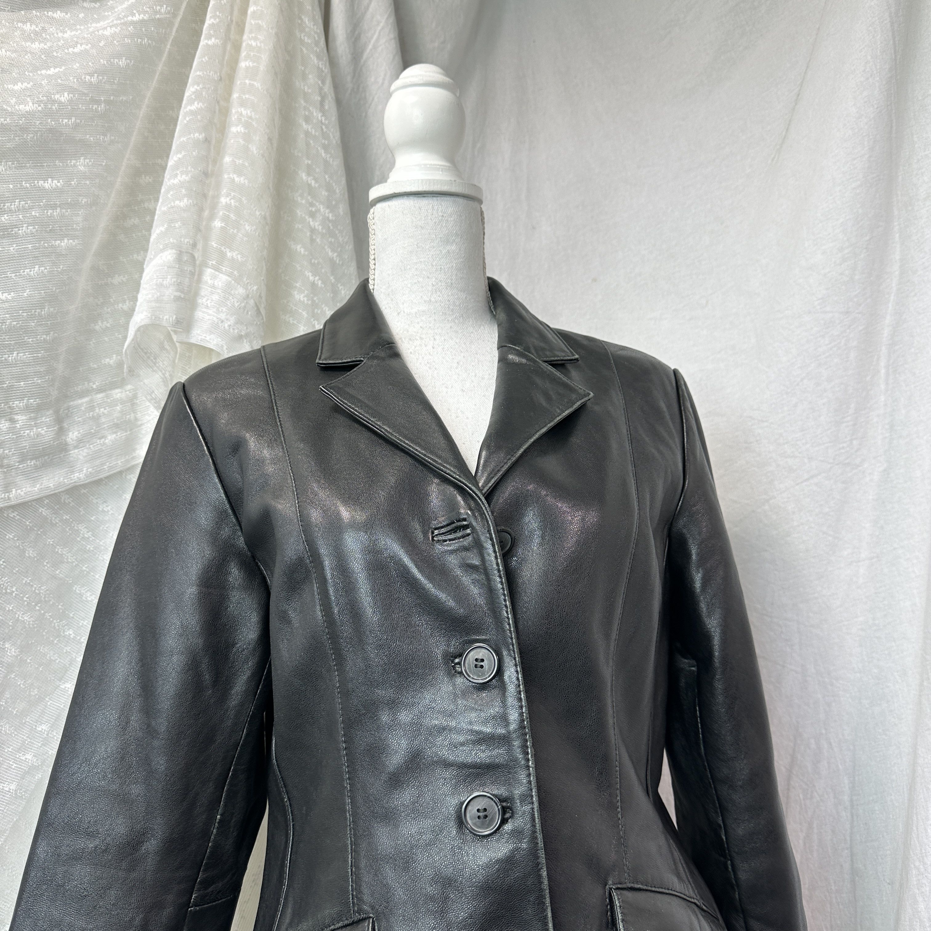 Vintage Vintage Leather Biker Grunge Button Up Coat 90s Size M / US 6-8 / IT 42-44 - 5 Thumbnail