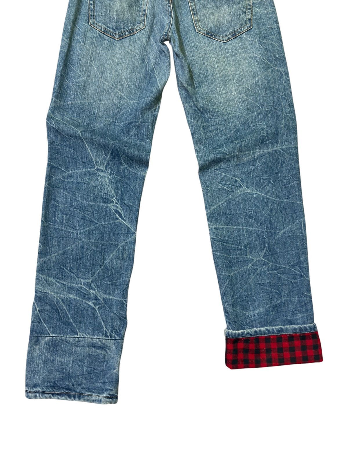 Japanese Brand Distressed Plaid Tartans Junya Watanabe Denim Jeans Size US 31 - 14 Thumbnail