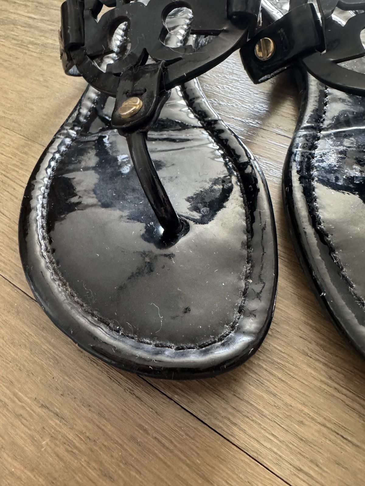 Tory Burch Tory Burch Authentic Miller Sandals Black Patent Leather 7.5 Size US 7.5 / IT 37.5 - 5 Thumbnail