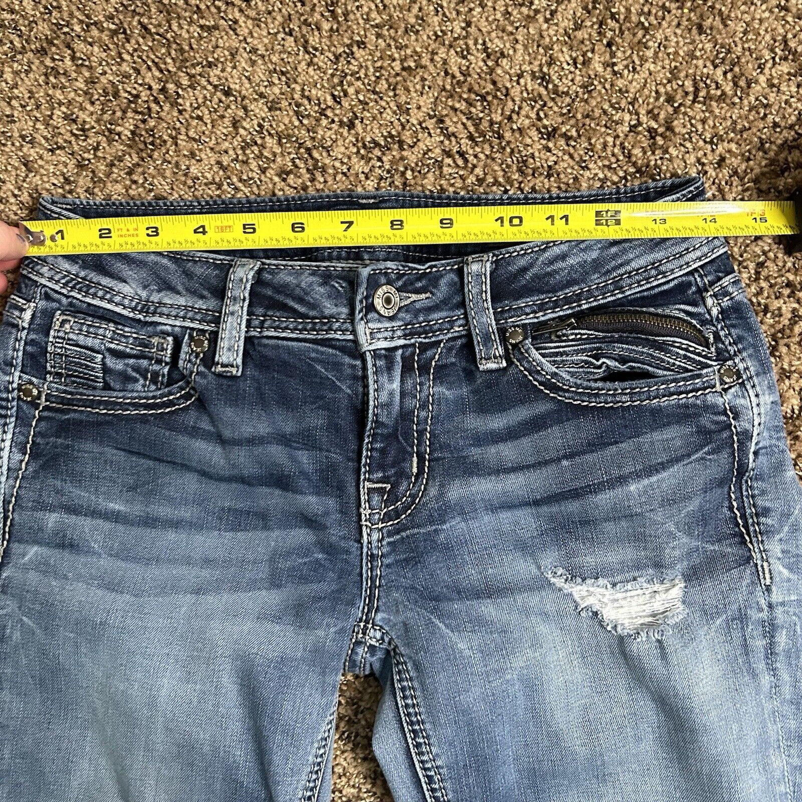 Miss Me Miss Me Ankle Skinny Low Rise Jeans Distressed Sz 27 Size 27" / US 4 / IT 40 - 16 Thumbnail