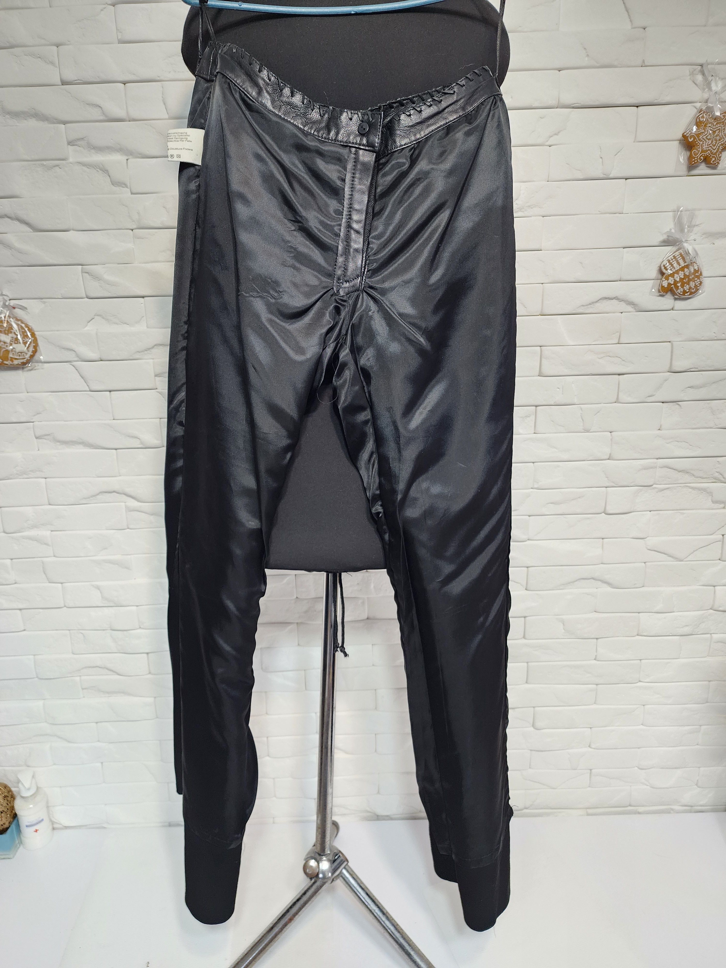 Genuine Leather Black Leather Pants: Women's Denim Style Leather Trousers Size 31" - 8 Thumbnail