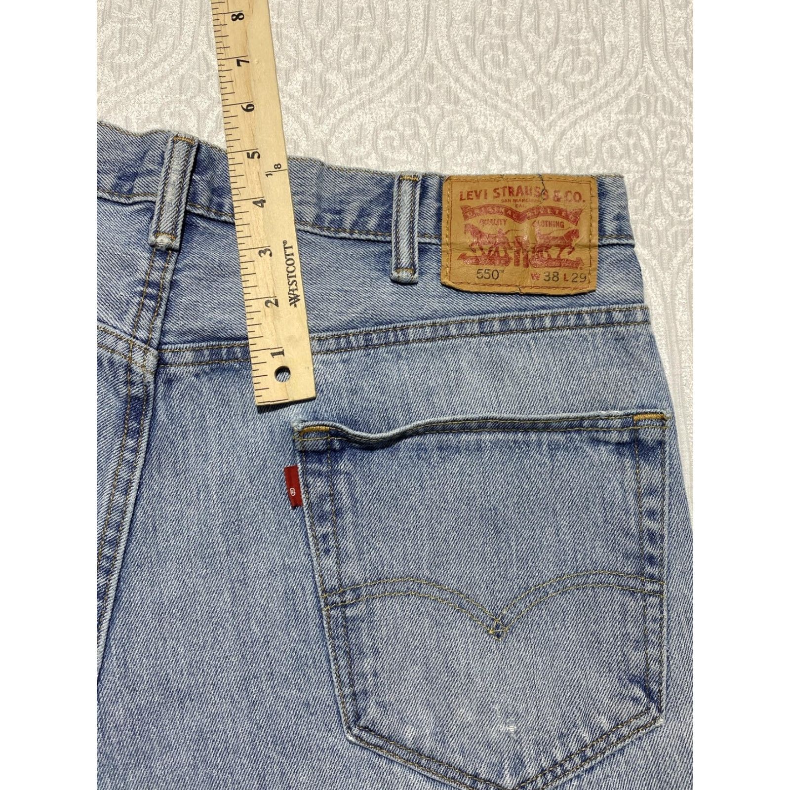 Levi's Levis 550 Jeans Mens 38x29 Blue Relaxed Fit Light Wash Denim Distressed Pants Size US 38 / EU 54 - 4 Thumbnail