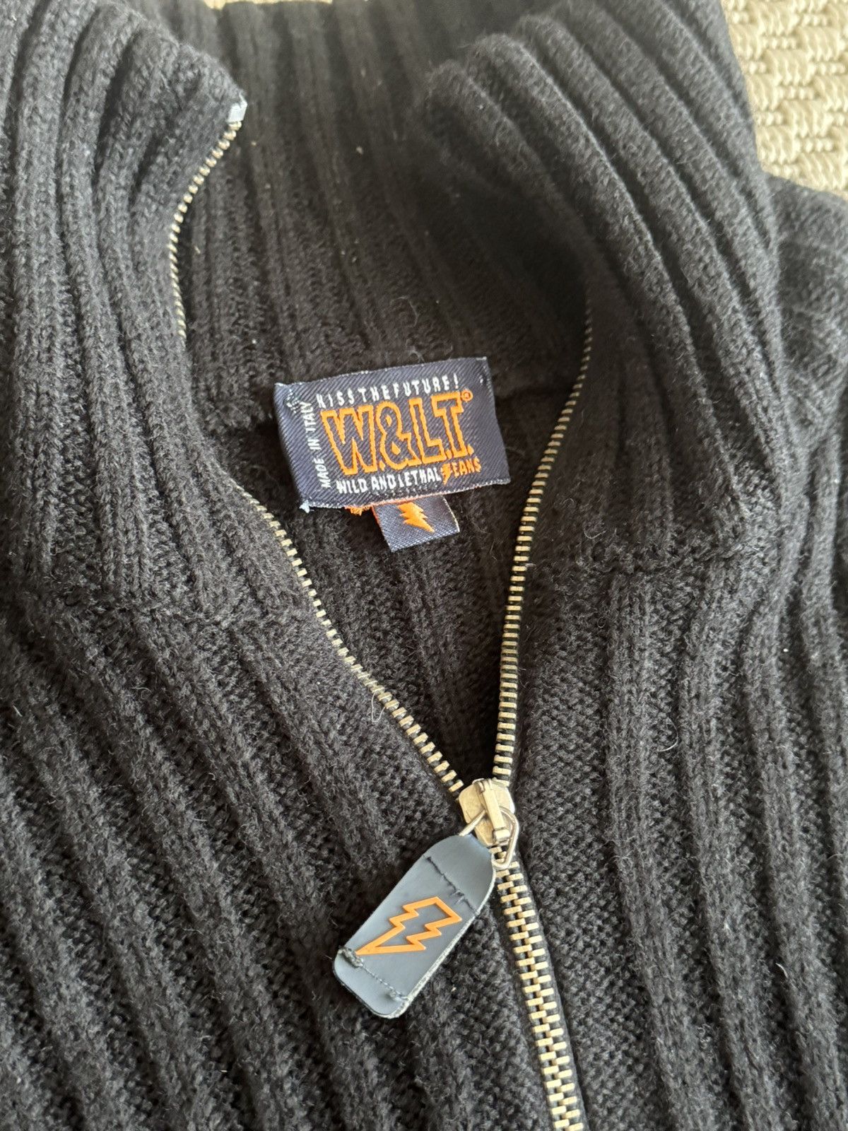 Walter Van Beirendonck 90s W&LT Zip Knit Sweater – Black Wool Blend Size US M / EU 48-50 / 2 - 4 Thumbnail