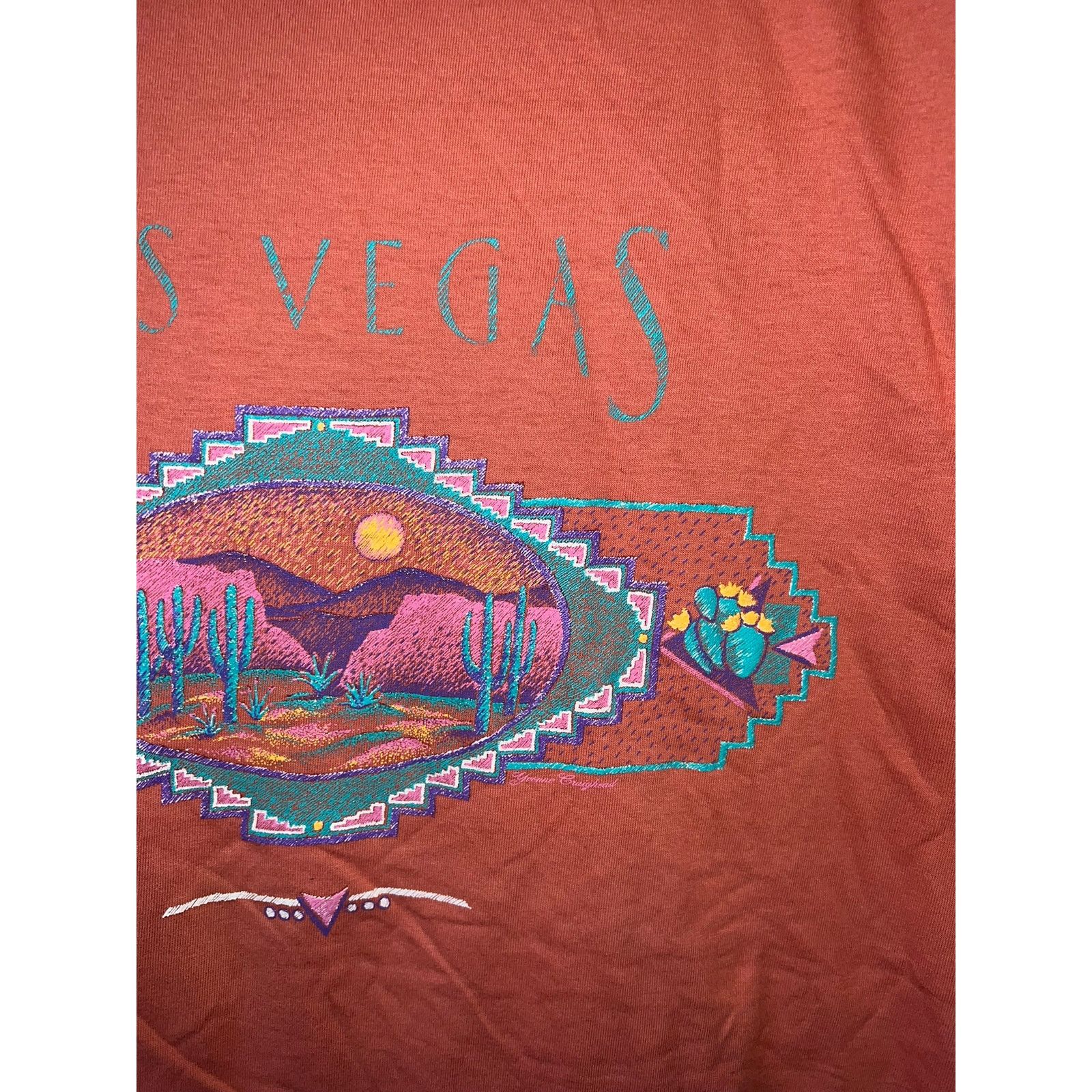 Jerzees Vintage Las Vegas Desert Shirt Pink Graphic VTG 1990s 90s L Size US L / EU 52-54 / 3 - 4 Thumbnail