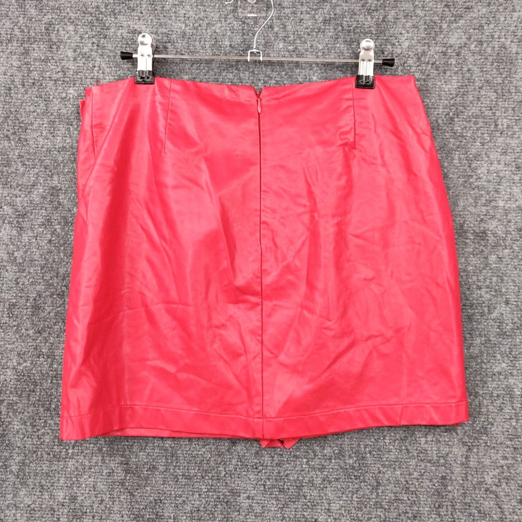 Forever 21 Forever 21 Skirt Womens Medium Red Mini Short Ruffled Zip Front Lightweight Size 32" / US 10 / IT 46 - 2 Thumbnail