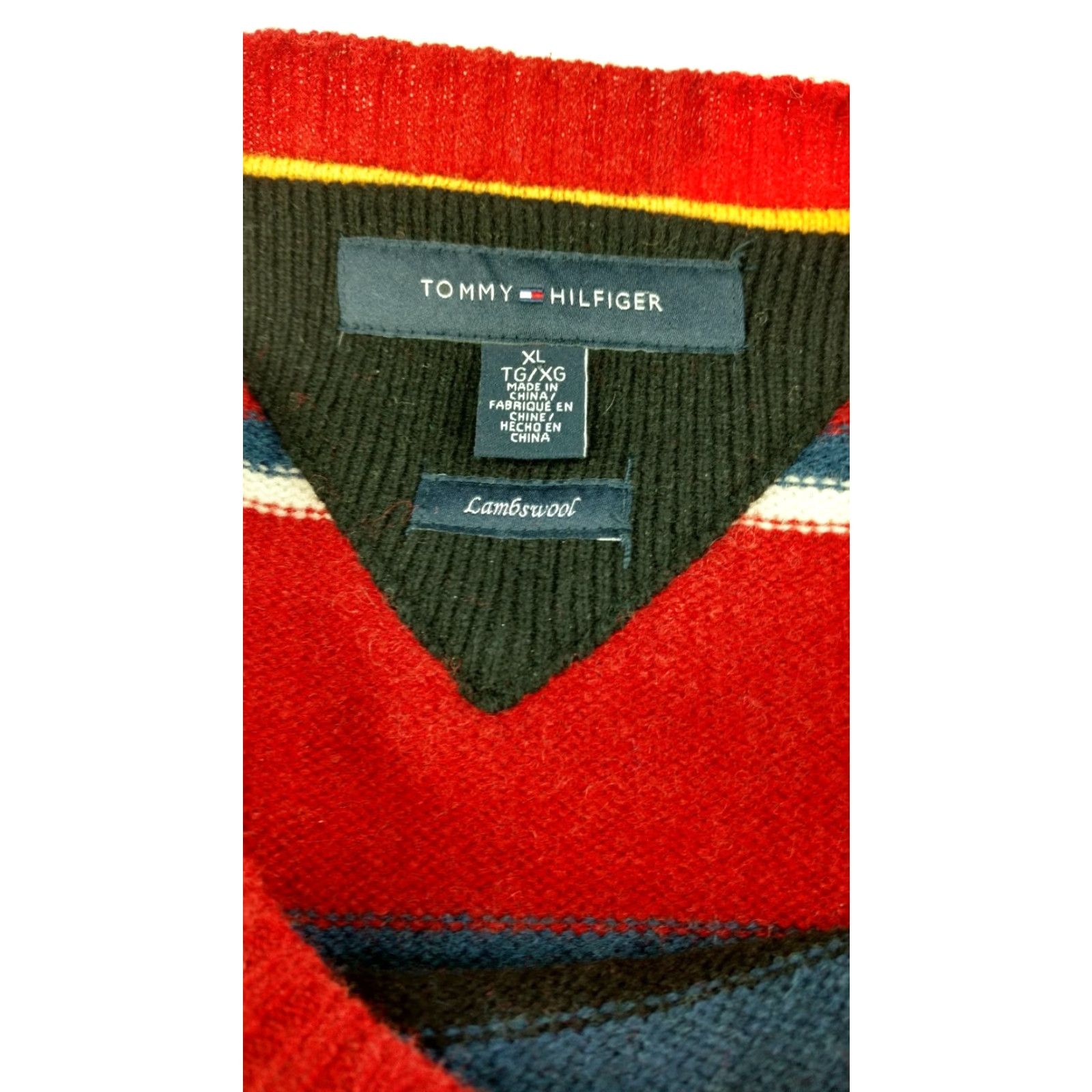 Tommy Hilfiger TOMMY HILFIGER Crewneck Sweater XL 100% Lambswool Multi-Color Flag LSlv Men’s Size US XL / EU 56 / 4 - 6 Thumbnail