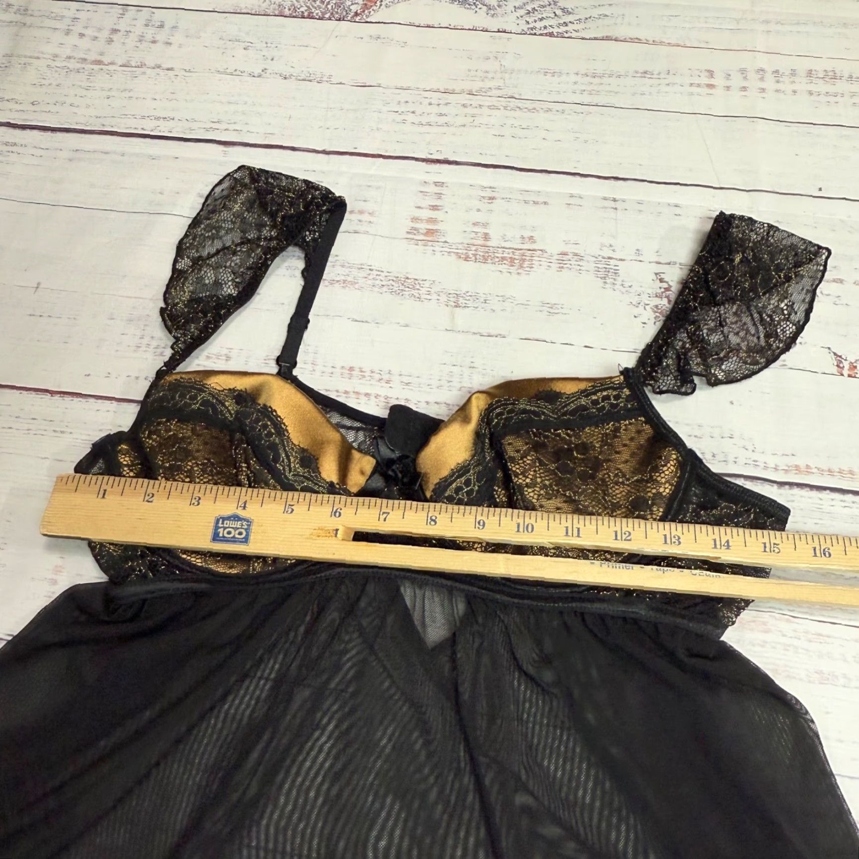 Vintage Fantasy Lingerie Womens Teddy Black L/XL Sheer Bra Top Nightie Size L/XL Teddy Womens Black Sheer Nightie Size L / US 10 / IT 46 - 3 Thumbnail