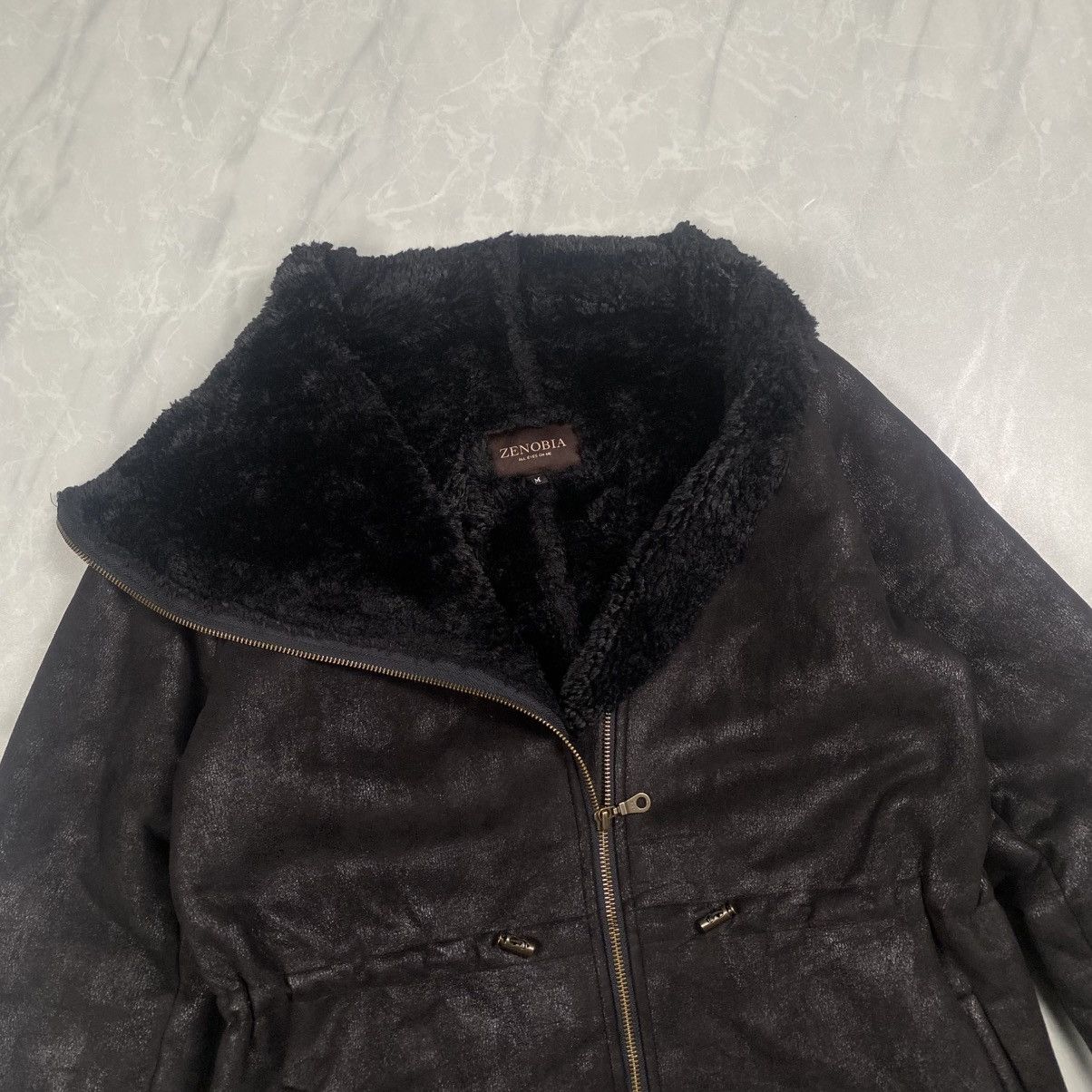 Japanese Brand Vintage Zenobia Leather Faux Fur Asymetrical Zipper Size M / US 6-8 / IT 42-44 - 4 Thumbnail