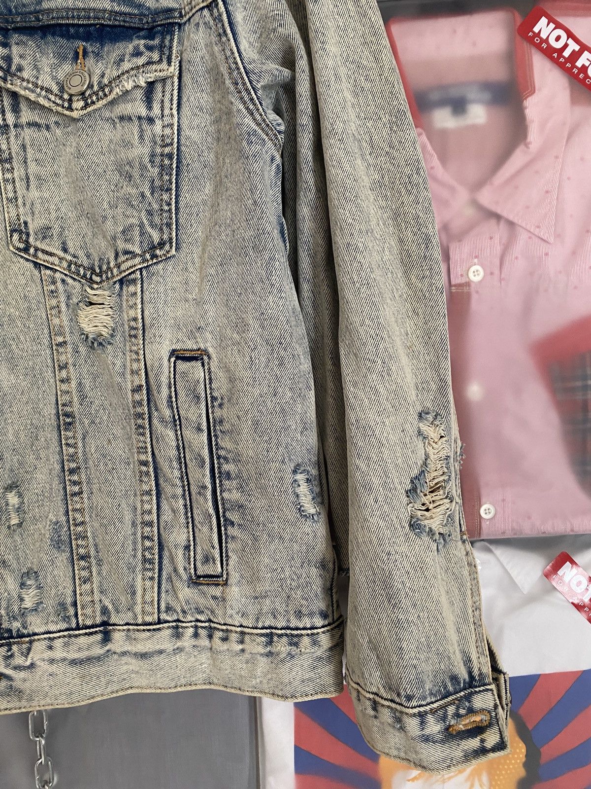 Bershka Vintage Distressed Trash Berska Denim Jacket like Amiri Size US M / EU 48-50 / 2 - 6 Thumbnail
