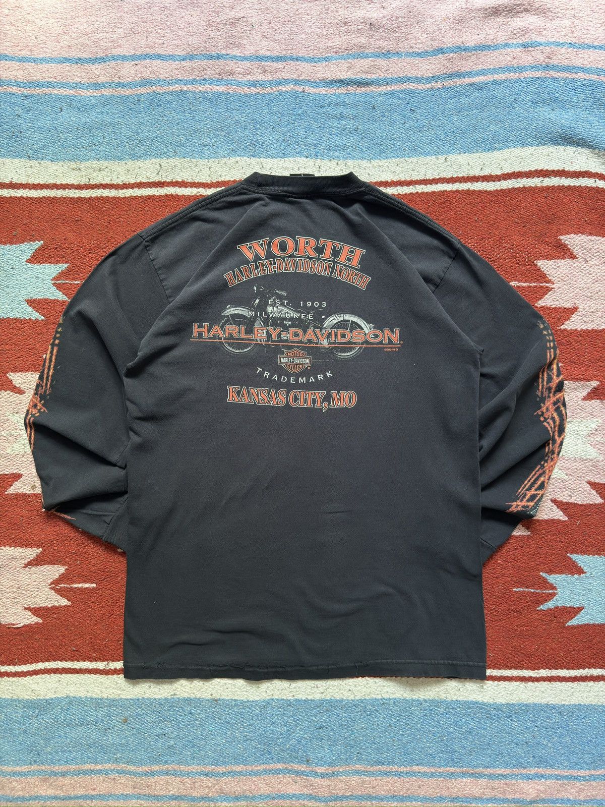 Harley Davidson × Vintage Vintage 2003 Harley Davidson Flame Sleeve Size US L / EU 52-54 / 3 - 2 Thumbnail