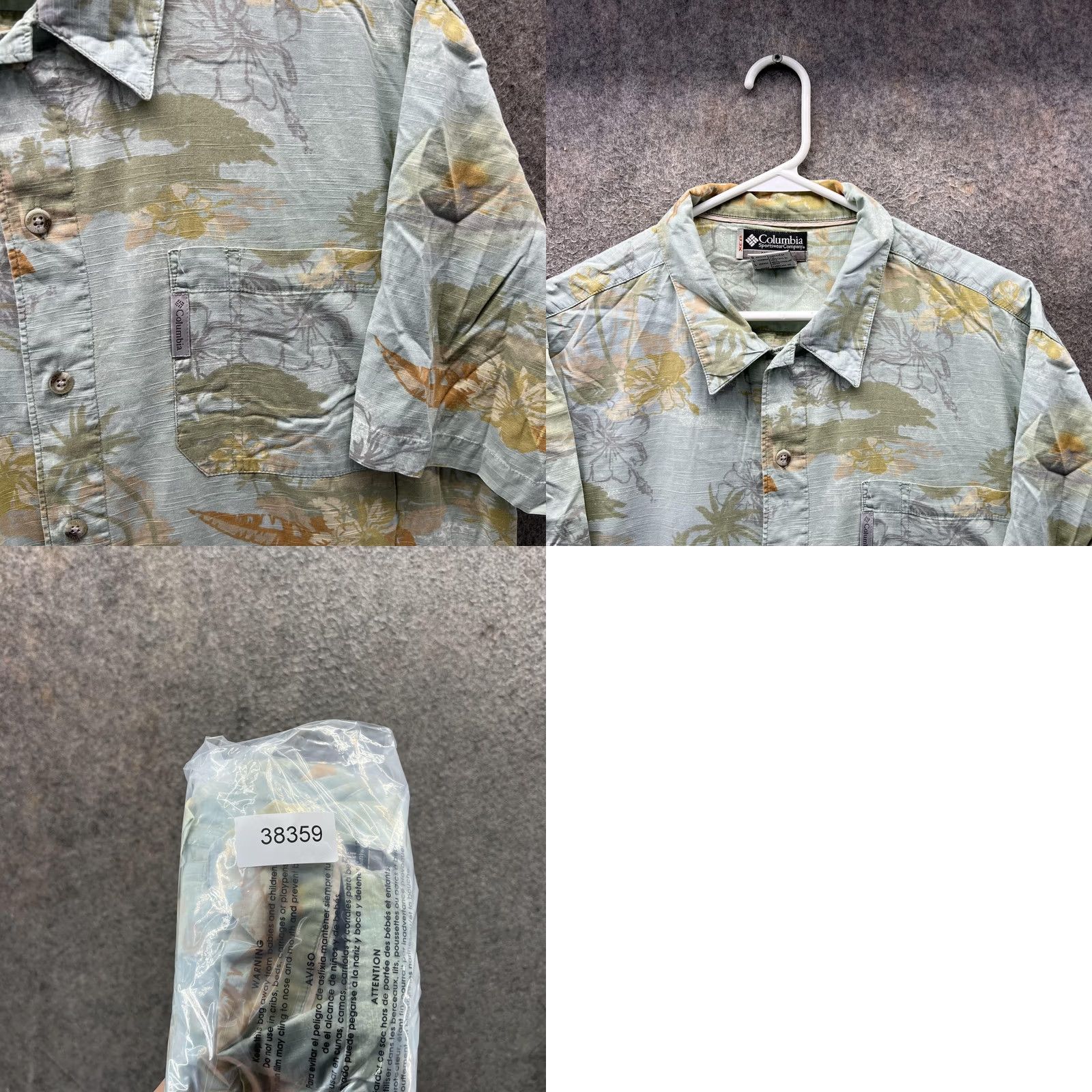 Vintage Columbia Shirt Mens L Green Hawaiian Floral Short Sleeve Button Front Casual Pocketed Size US L / EU 52-54 / 3 - 8 Thumbnail