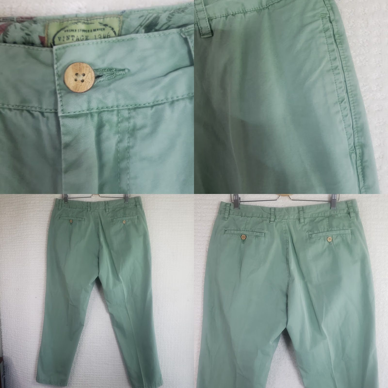 Vintage VINTAGE 1946 Chinos Straight Leg Flat Front Pants 36x30 Green Cotton Charleston Size US 36 / EU 52 - 8 Thumbnail