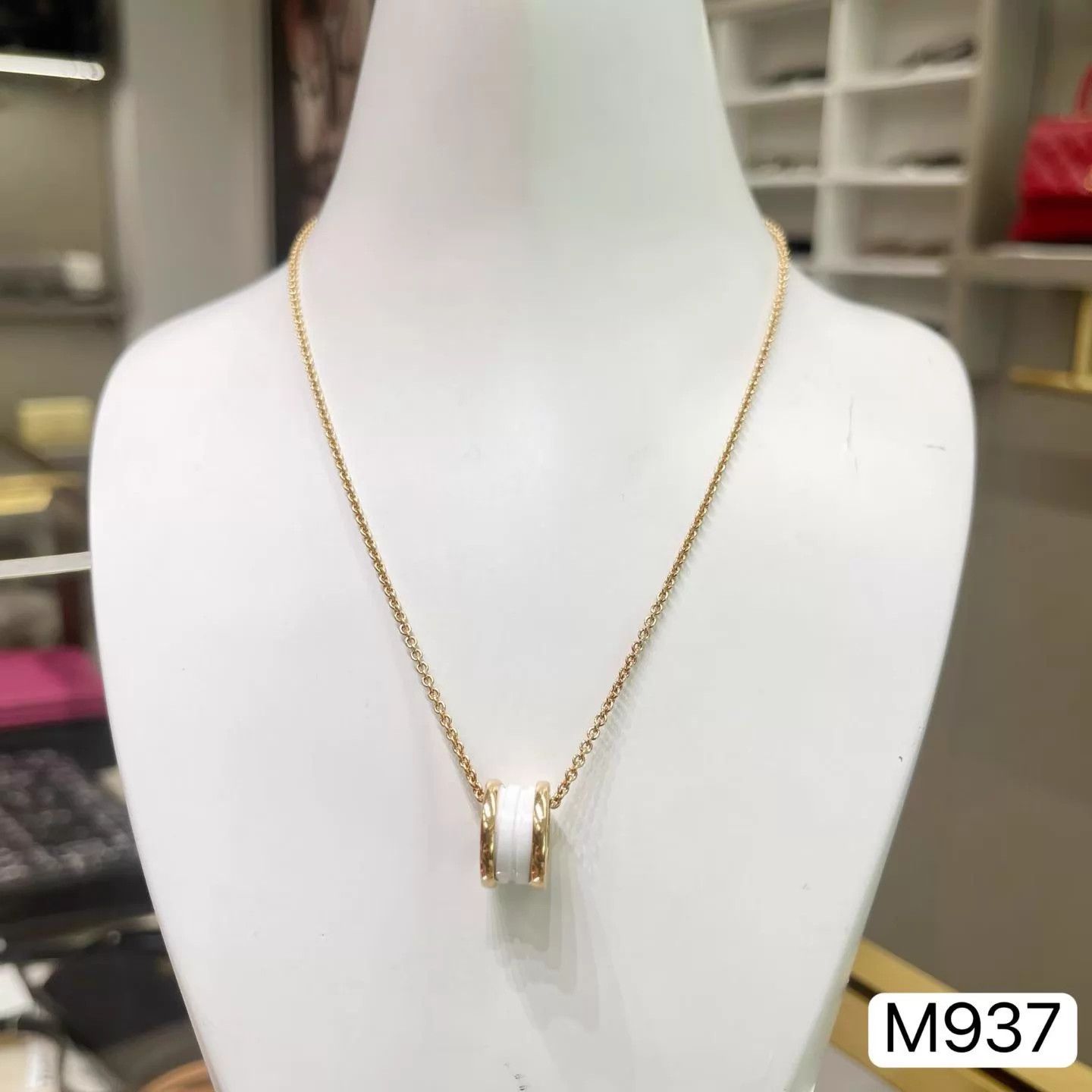 Bvlgari Bvlgari B.ZERO1 18k Rose Gold White Ceramic Spring Necklace Size ONE SIZE - 1 Thumbnail