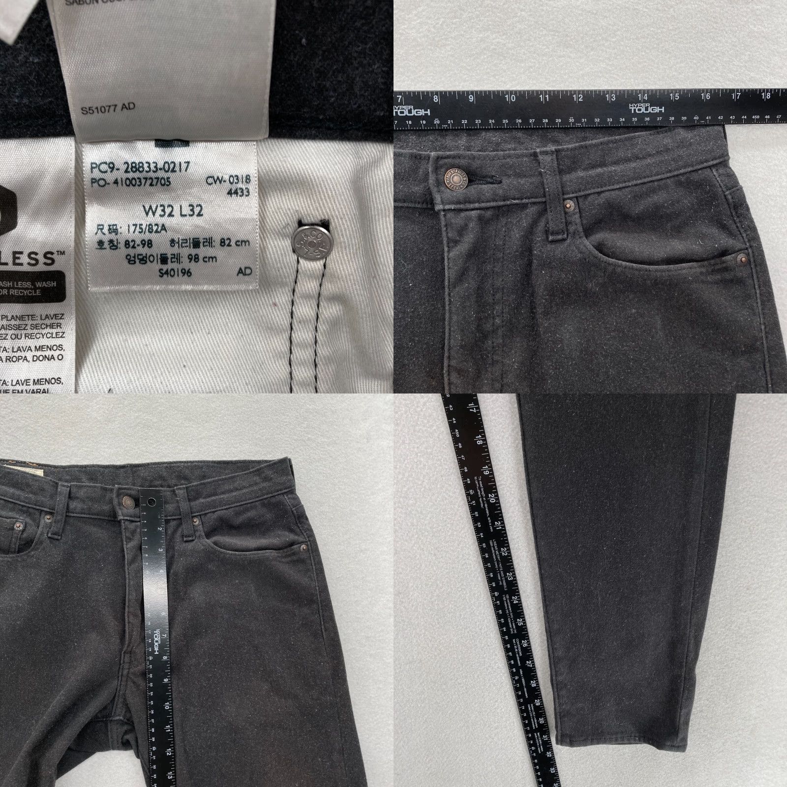 Levi's Levi's 512 5-Pocket Chino Pants Mens 32x32 Slim Tapered Black Premium Big E Size US 32 / EU 48 - 8 Thumbnail