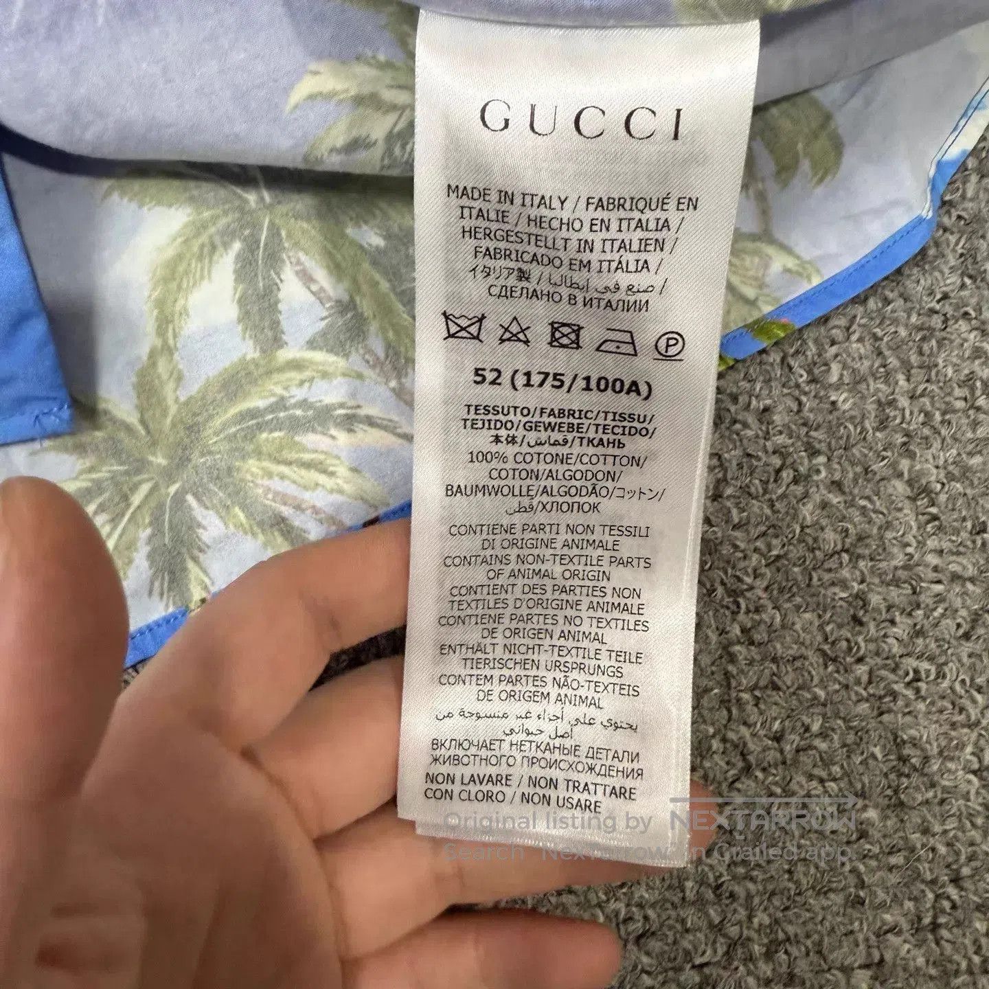 Gucci Blue Tropical Print Short Sleeve Button. Size US L / EU 52-54 / 3 - 4 Thumbnail
