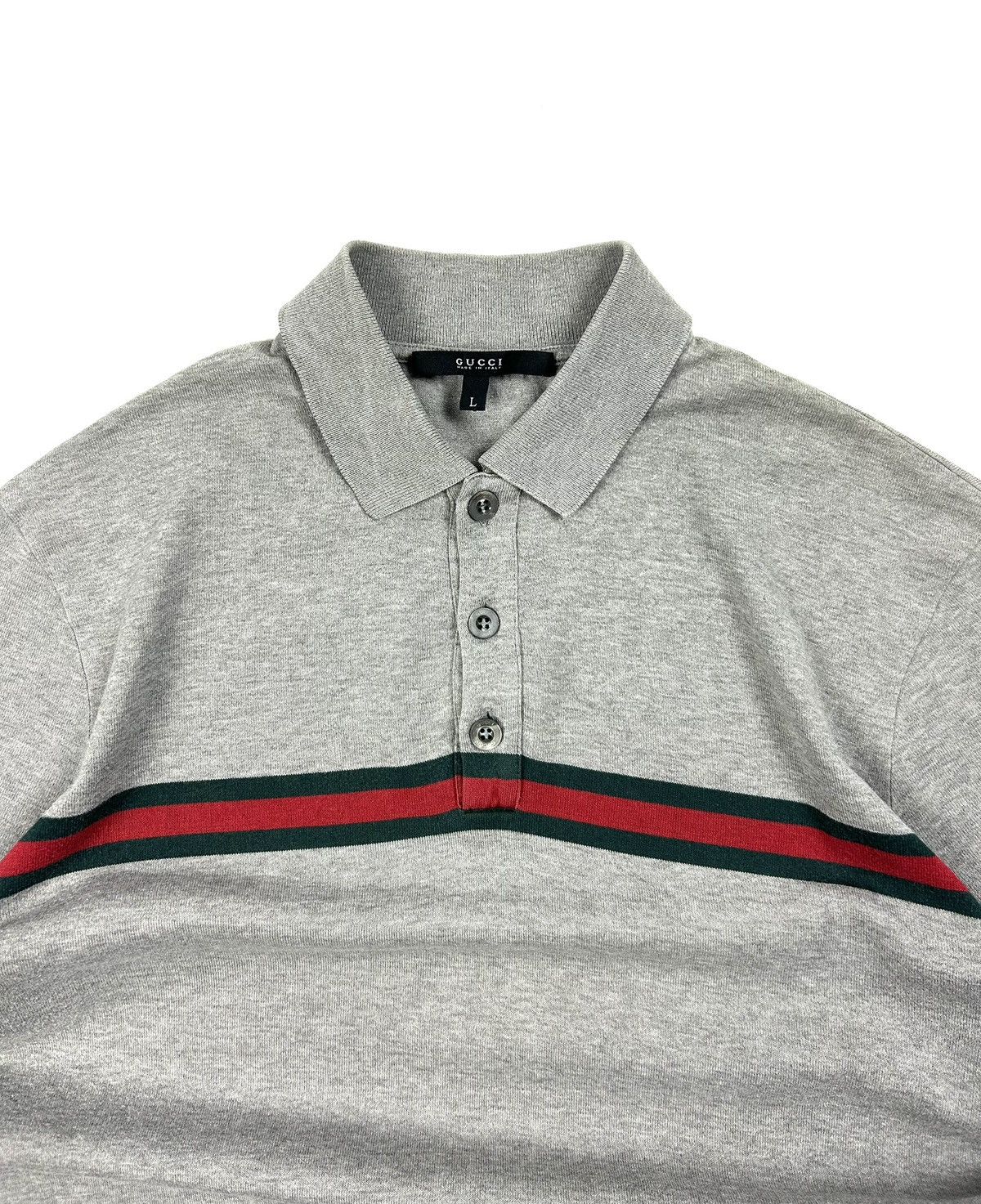 Gucci Vintage Gucci Grey Polo Shirt Women's Red Green Stripe L Size L / US 10 / IT 46 - 5 Thumbnail