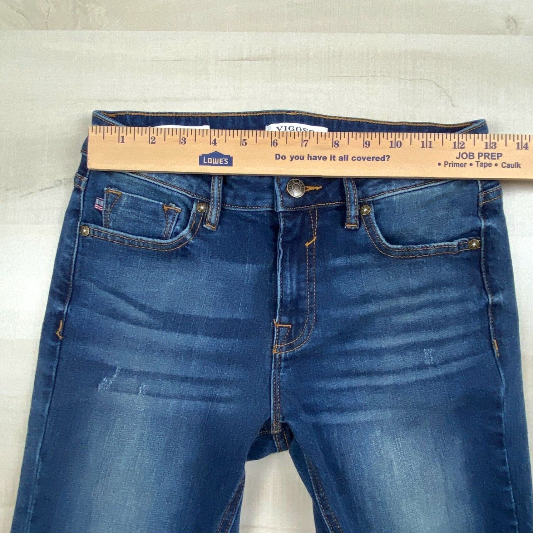 Vintage Vigoss Womens Distressed Cropped Jeans Medium Wash Blue 25 Size 42" / US 20 - 7 Thumbnail