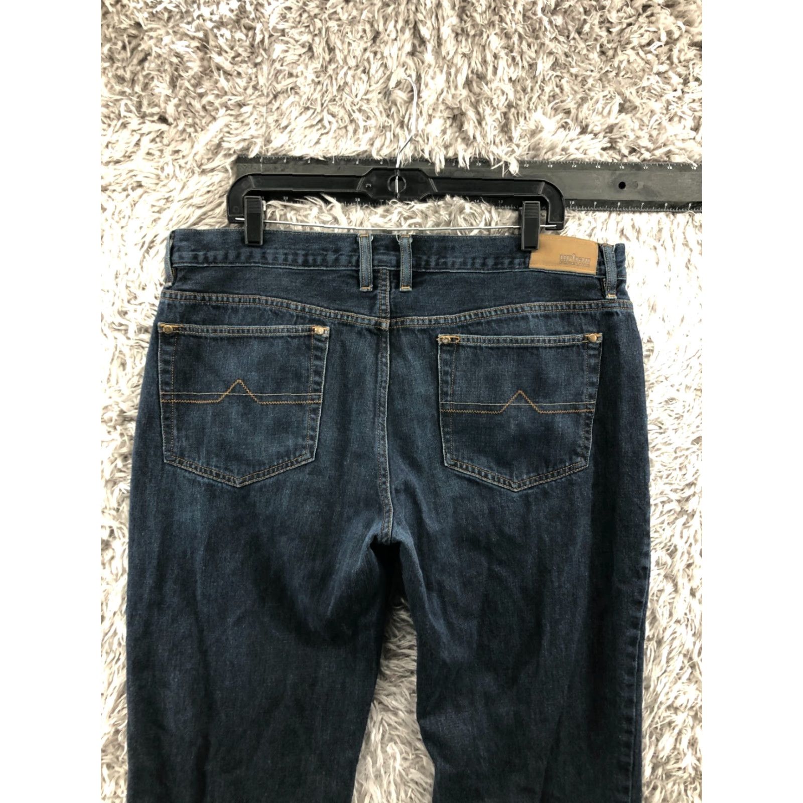 Vintage Urban Pipeline Jeans Slim Straight 38x32 Mens Mid Rise Dark Blue Wash 5-Pocket Denim Cotton Blend Belt Loops Regular Size Size US 38 / EU 54 - 7 Thumbnail