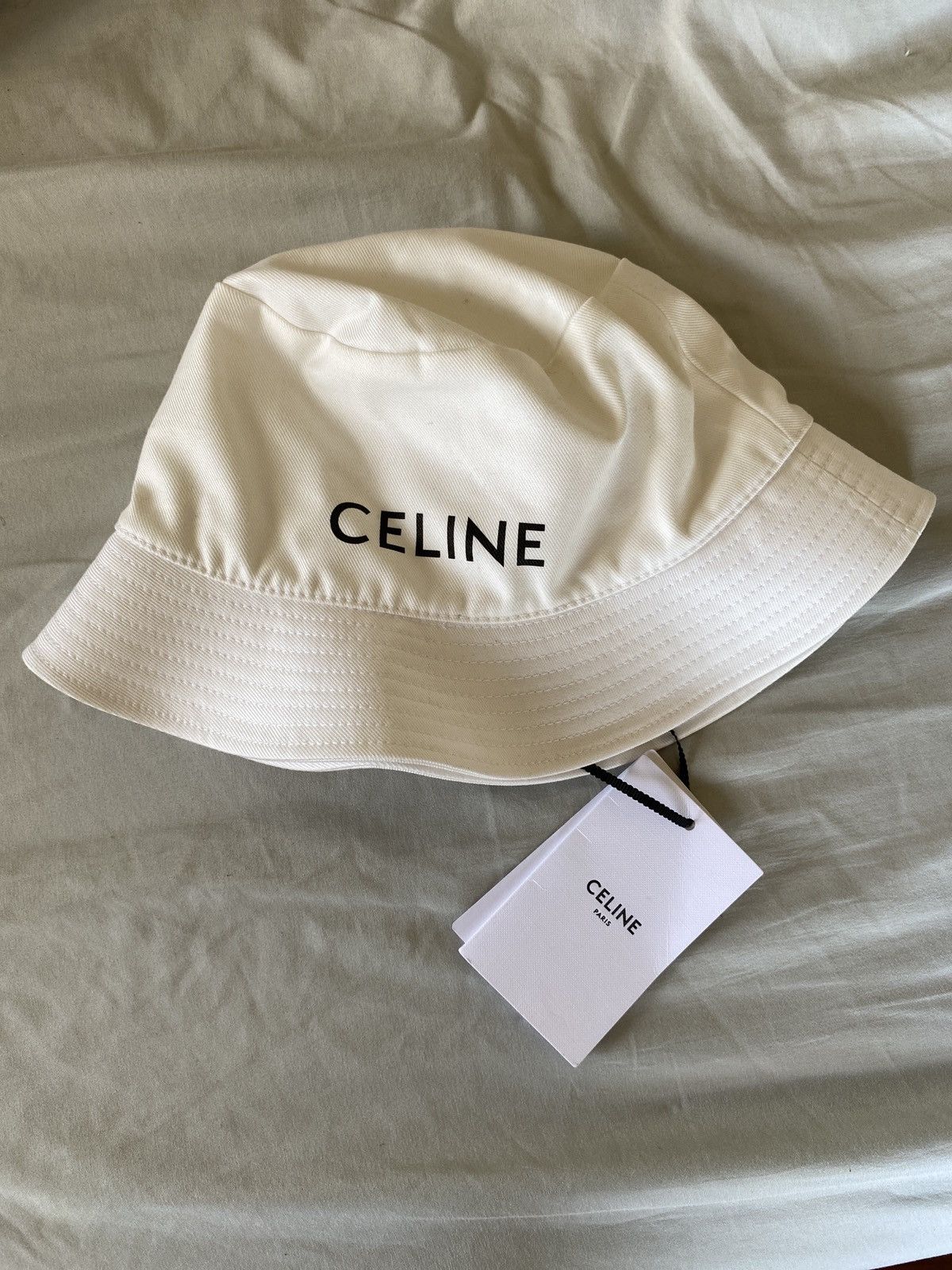 image of Celine Bucket Cap in White, Men's