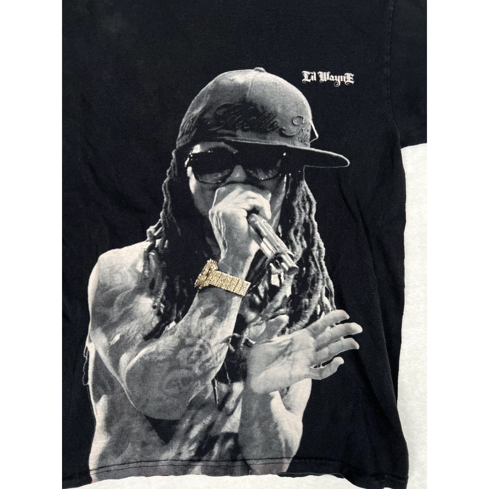 Vintage Vintage Lil Wayne T-Shirt Mens Medium Black Rap Tee Hip Hop Shirt Graphic Print Crew Neck Short Sleeve Music Size US M / EU 48-50 / 2 - 2 Thumbnail