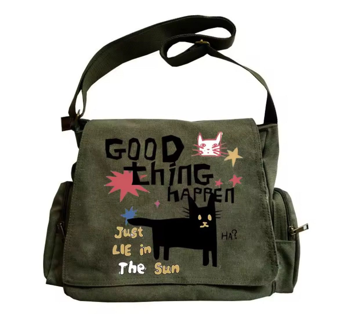 Other Workwear School Cute Cat Shoulder Bag Large Messenger Bag Size ONE SIZE - 1 Thumbnail