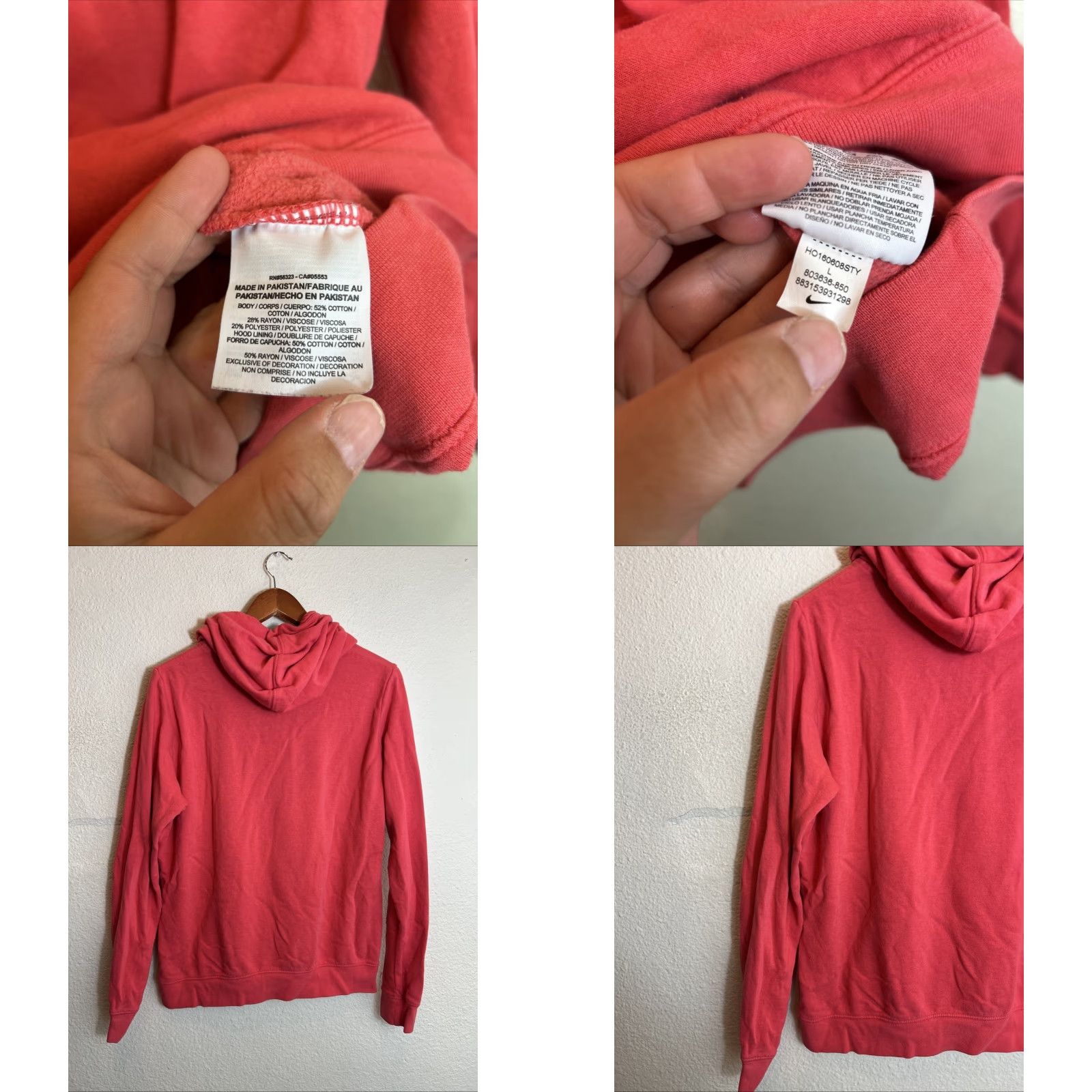 Nike Nike Hoodie Women’s Size Large Orange/Coral Funnel Neck Pullover 803636-850 Size L / US 10 / IT 46 - 9 Thumbnail