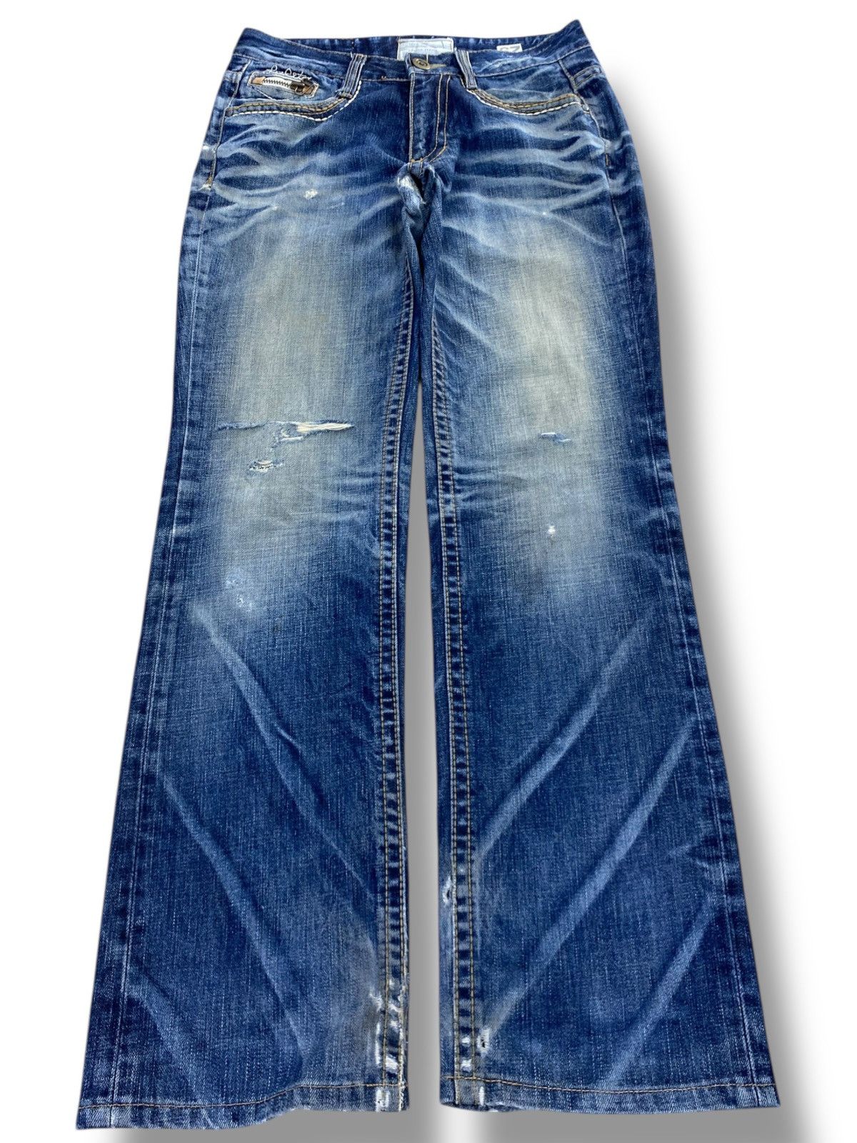 Japanese Brand Lolita Faded Wash Whiskered Style Straight Leg Jeans Size US 31 - 1 Thumbnail
