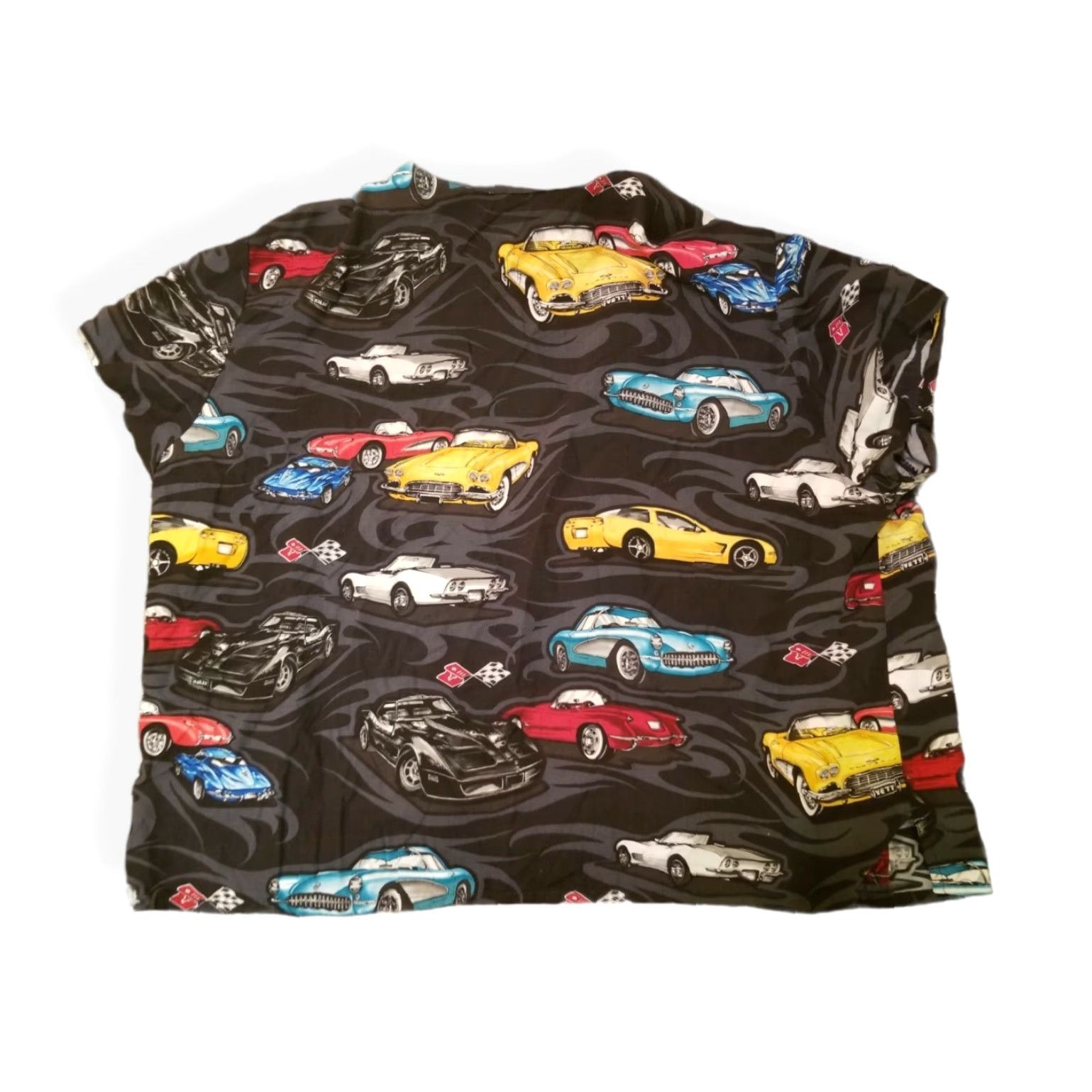 Paradise VINTAGE Paradise Found Corvettes Hawaiian Shirt Men 2XL Short Sleeve Collared Button-Up All Over Print Black Cropped Mens Size US XXL / EU 58 / 5 - 2 Thumbnail