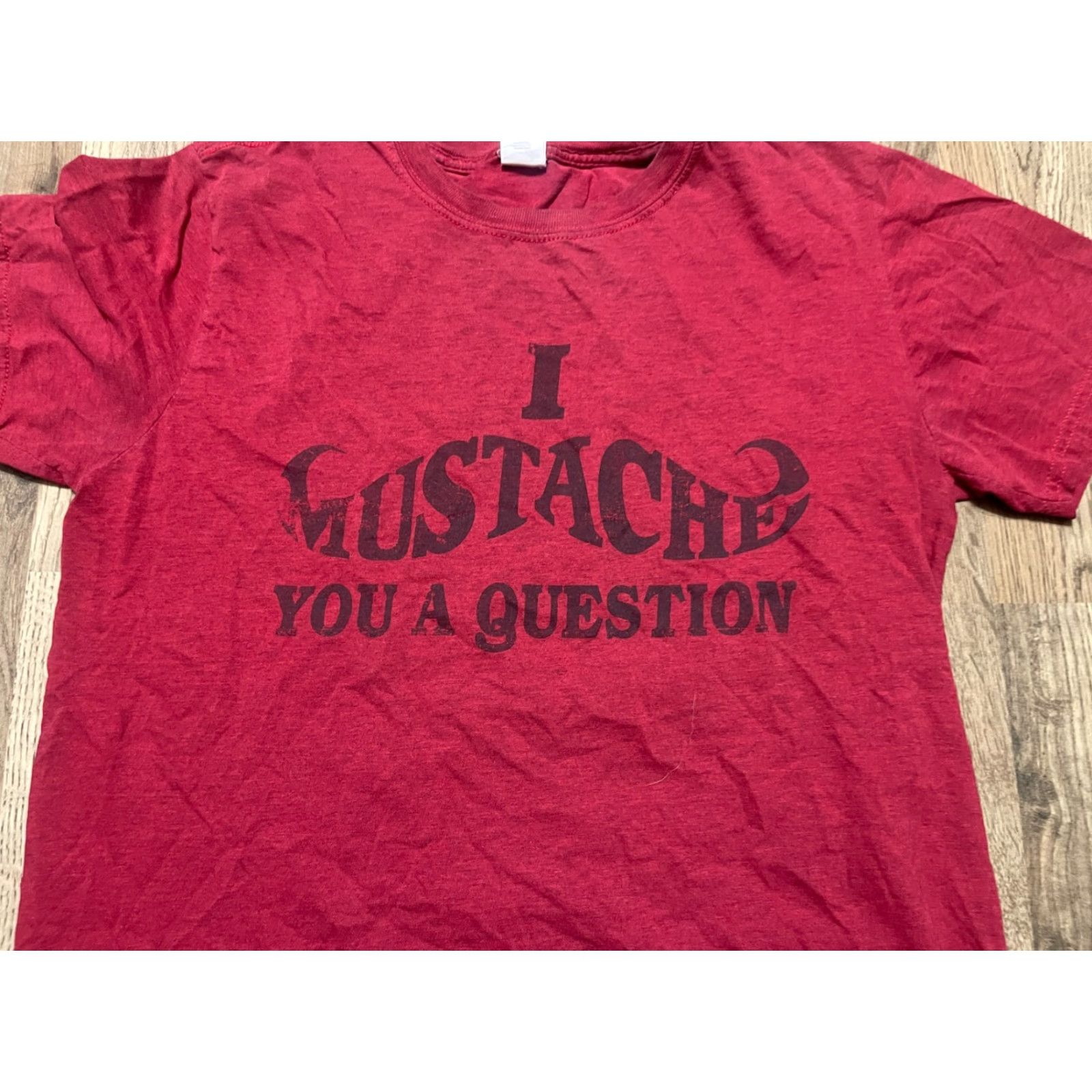 Gildan Gildan Shirt Mens Size M, Red Black, I mustache you a question Humor T-Shirt Size US M / EU 48-50 / 2 - 3 Thumbnail