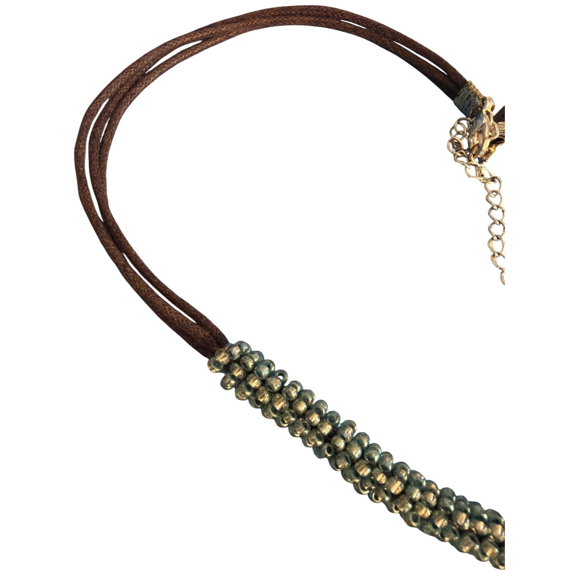 Other Turquoise Dyed Shell Pendant Necklace Seed Bead Triple Brown Size ONE SIZE - 4 Thumbnail