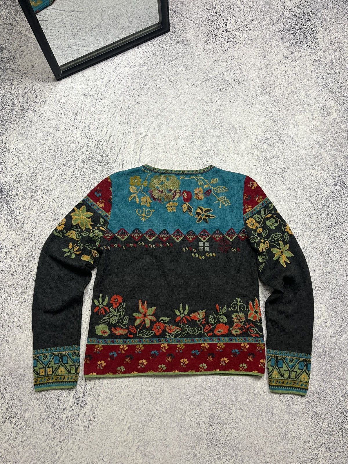 Japanese Brand IVKO Geometric Pattern Flowers Motif Women’s Cardigan Size S / US 4 / IT 40 - 6 Thumbnail