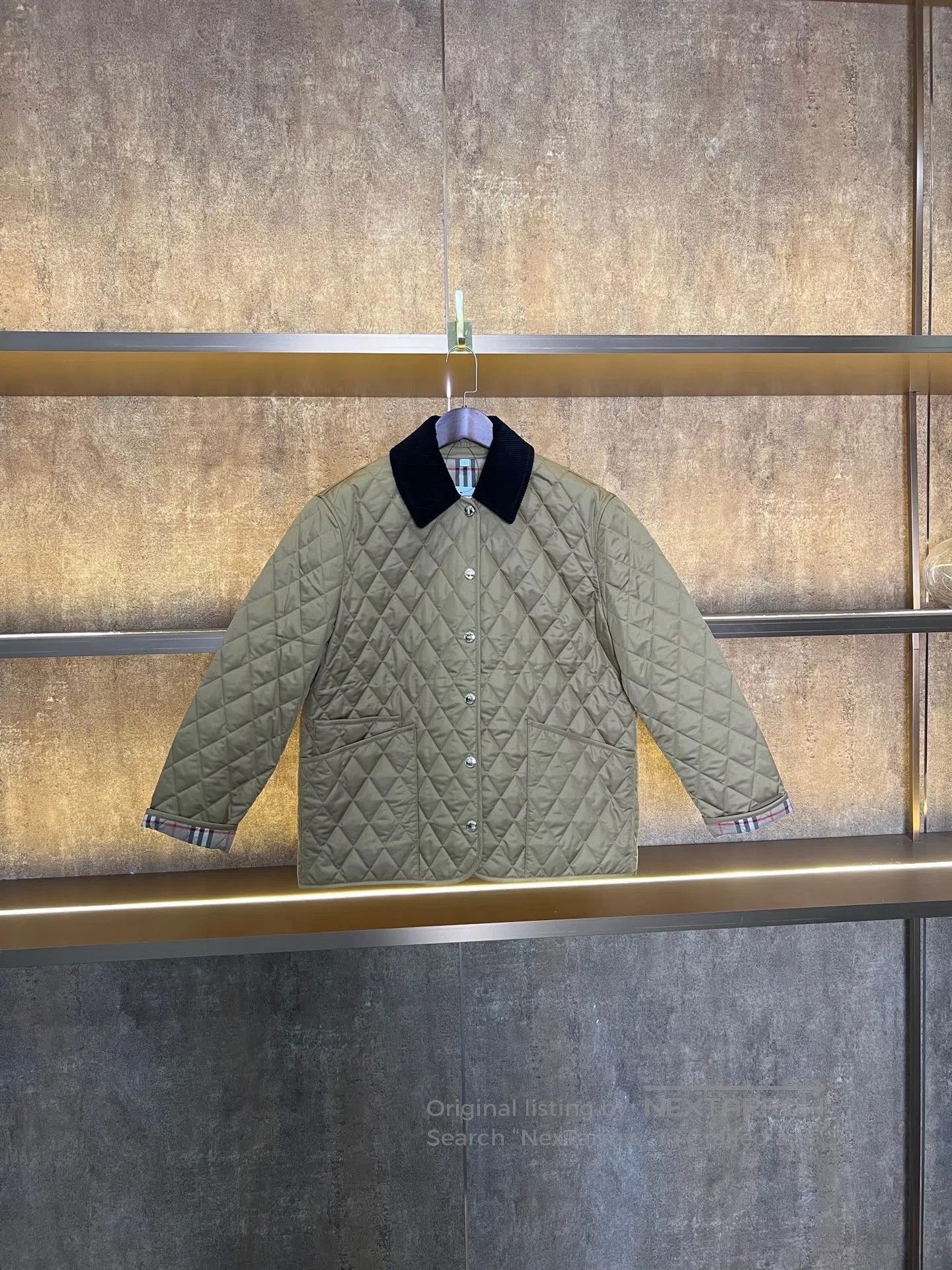 Burberry Burberry Khaki Diamond Quilted Padded Jacket| Size L / US 10 / IT 46 - 1 Thumbnail