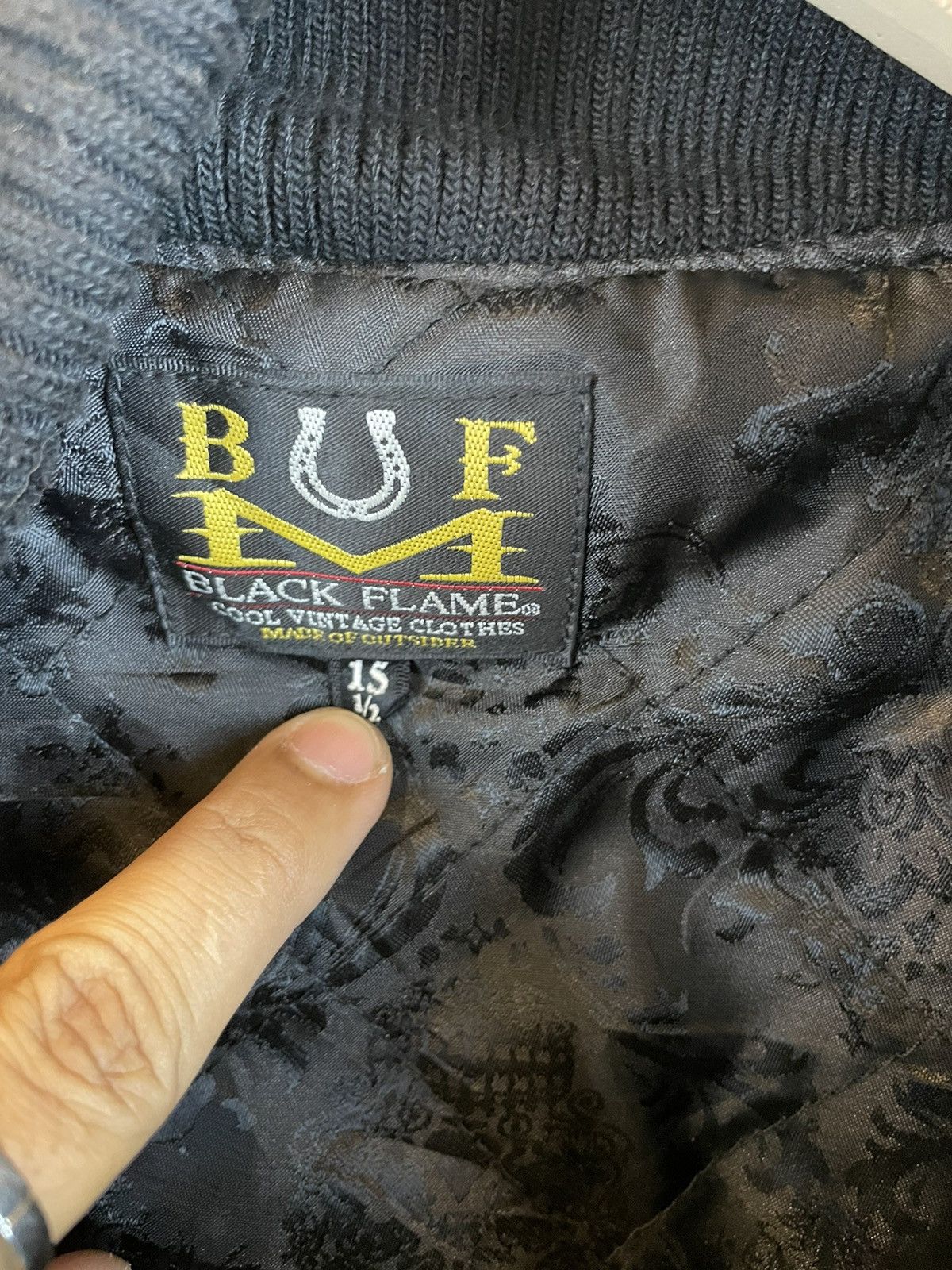Vintage Black flame embroidery cross Varsity Jacket Size US S / EU 44-46 / 1 - 5 Thumbnail