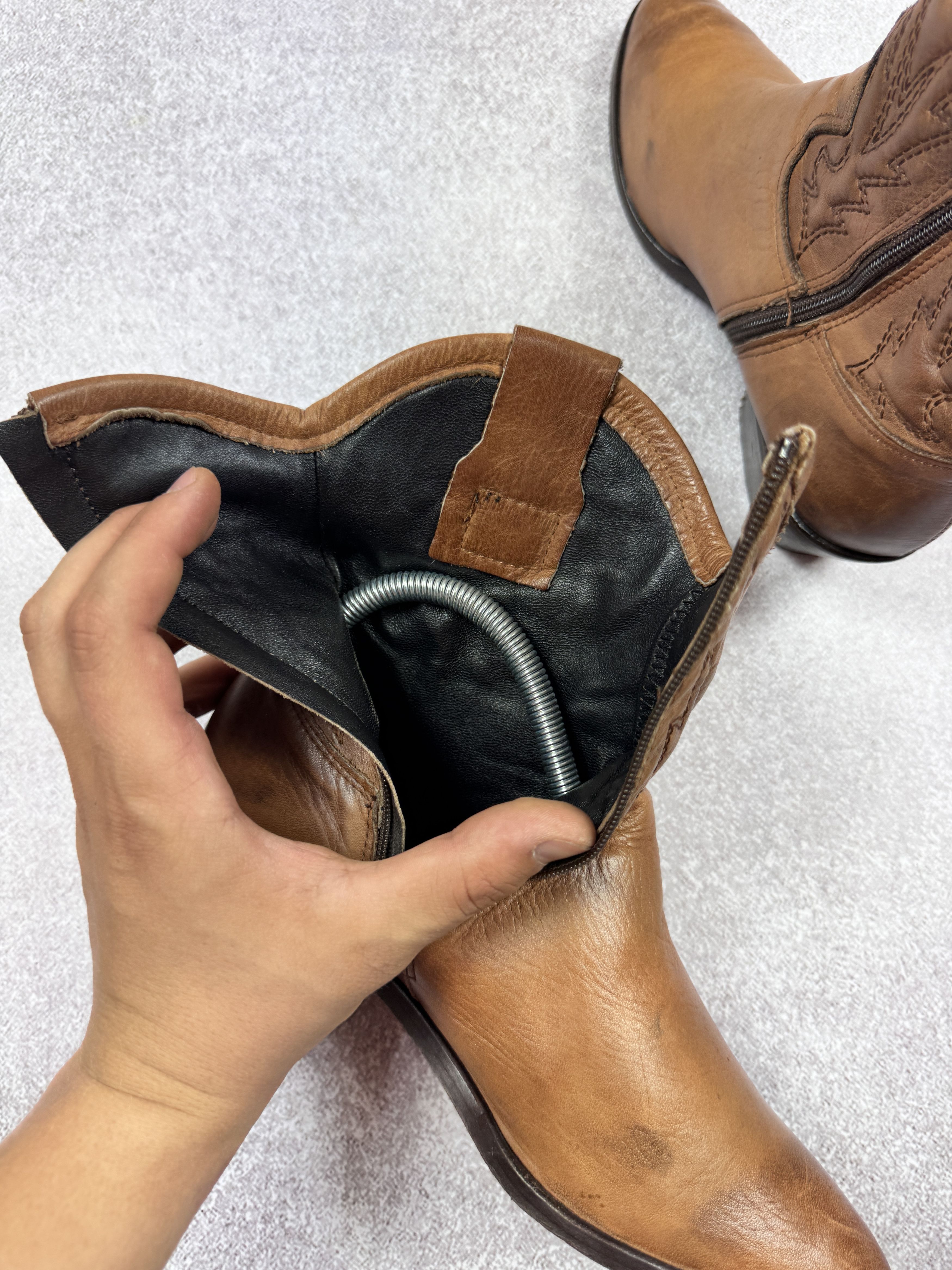 Other Manfield Cowboy Brown Leather Boots Size 38 / 24 cm Size US 8 / IT 38 - 9 Thumbnail