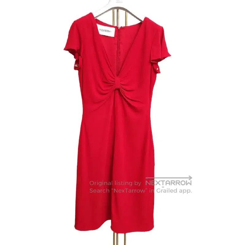 Valentino Valentino Red Silk Short Sleeve Dress . Size L / US 10 / IT 46 - 2 Thumbnail